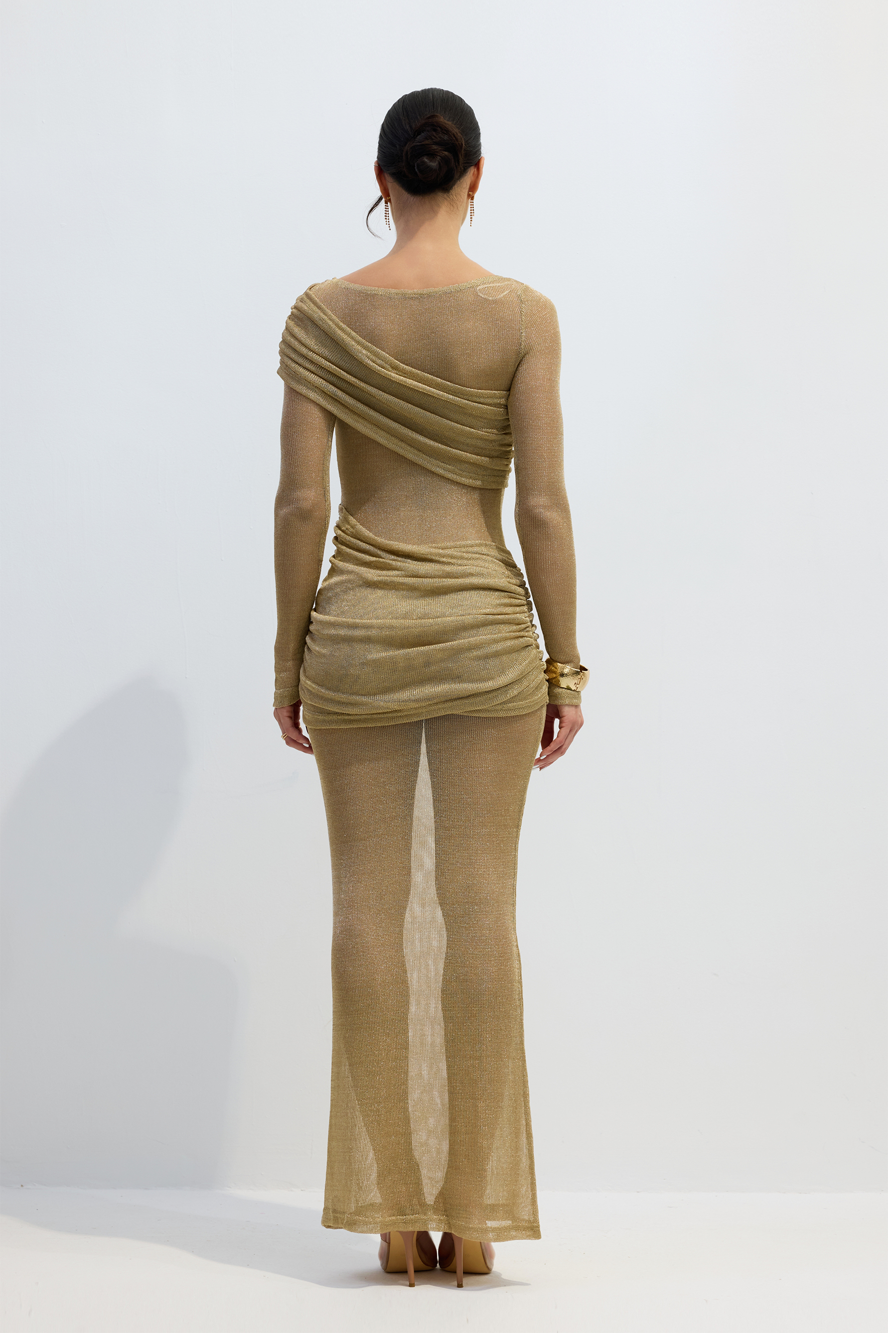 Athena Long Sleeve Ruched Maxi Dress