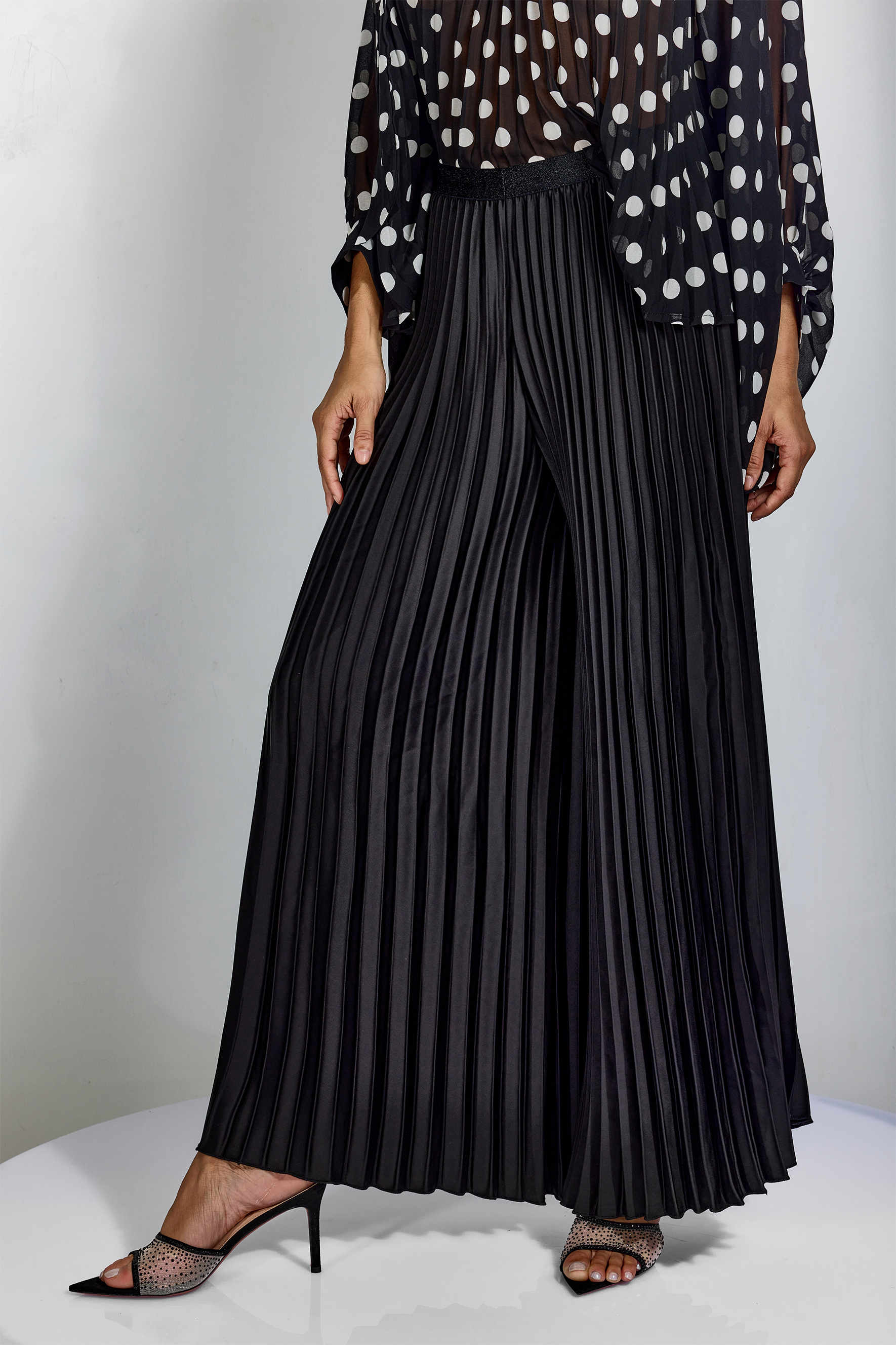 【BAON】Dehena Banding Dot Velvet Skirt Pants Alma Pleated Wide Leg Pants – sunfere