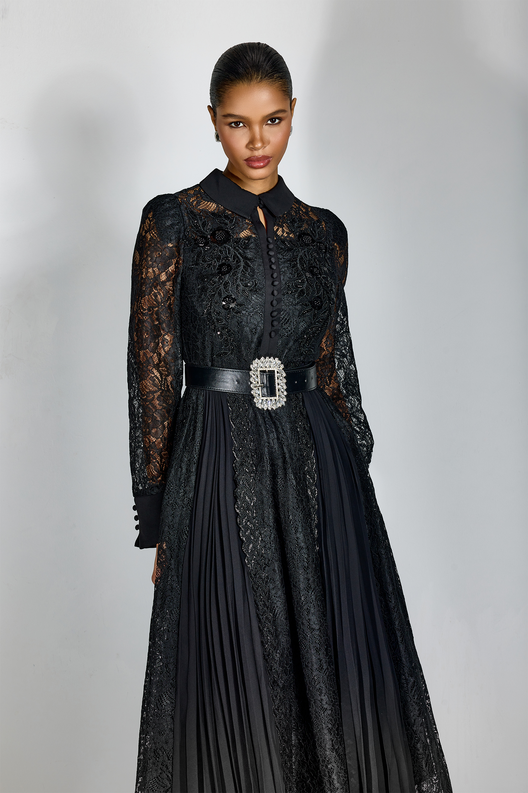 Serena Beaded Embroidered Lace Maxi Dress