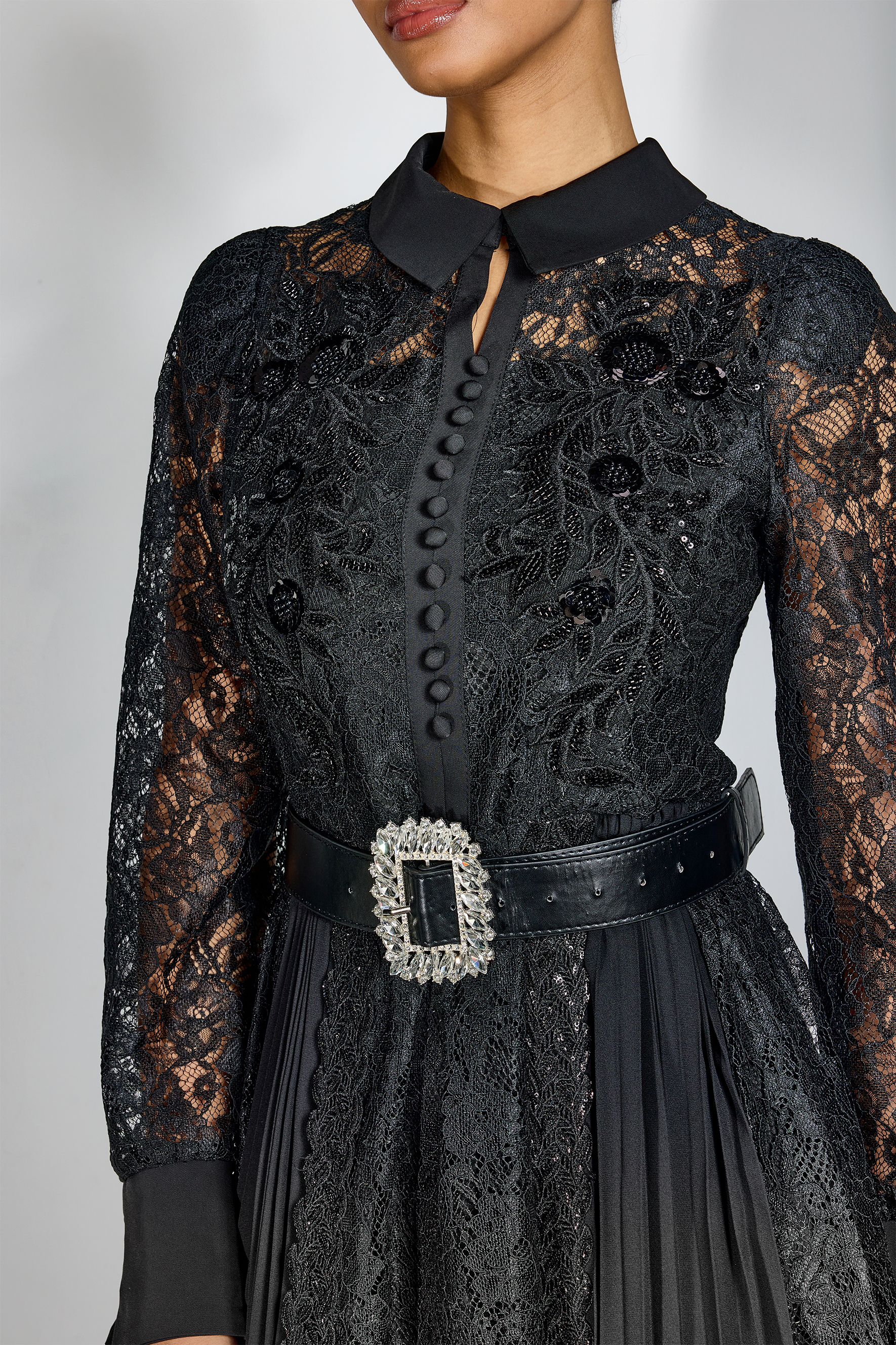 Serena Beaded Embroidered Lace Maxi Dress