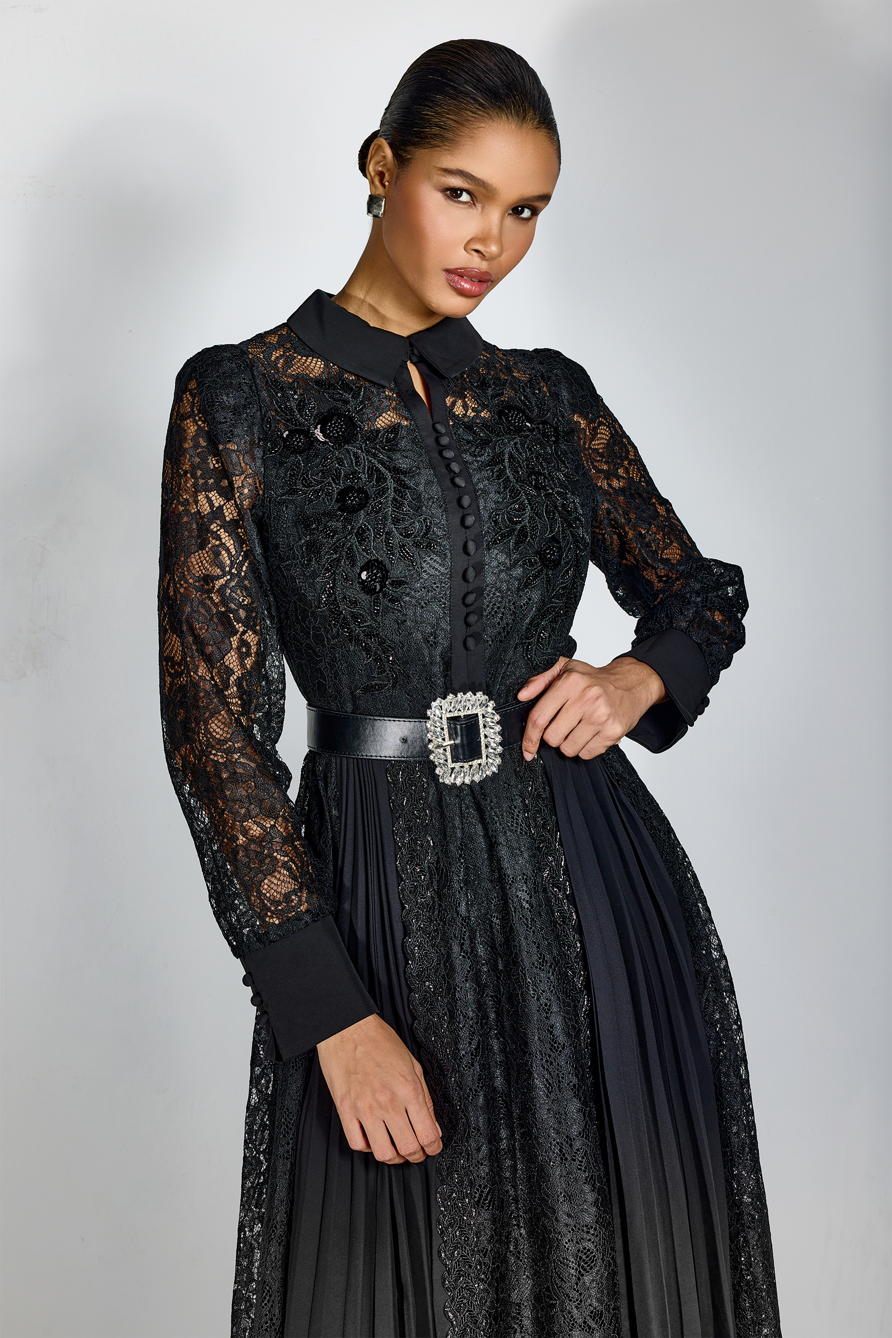 Serena Beaded Embroidered Lace Maxi Dress