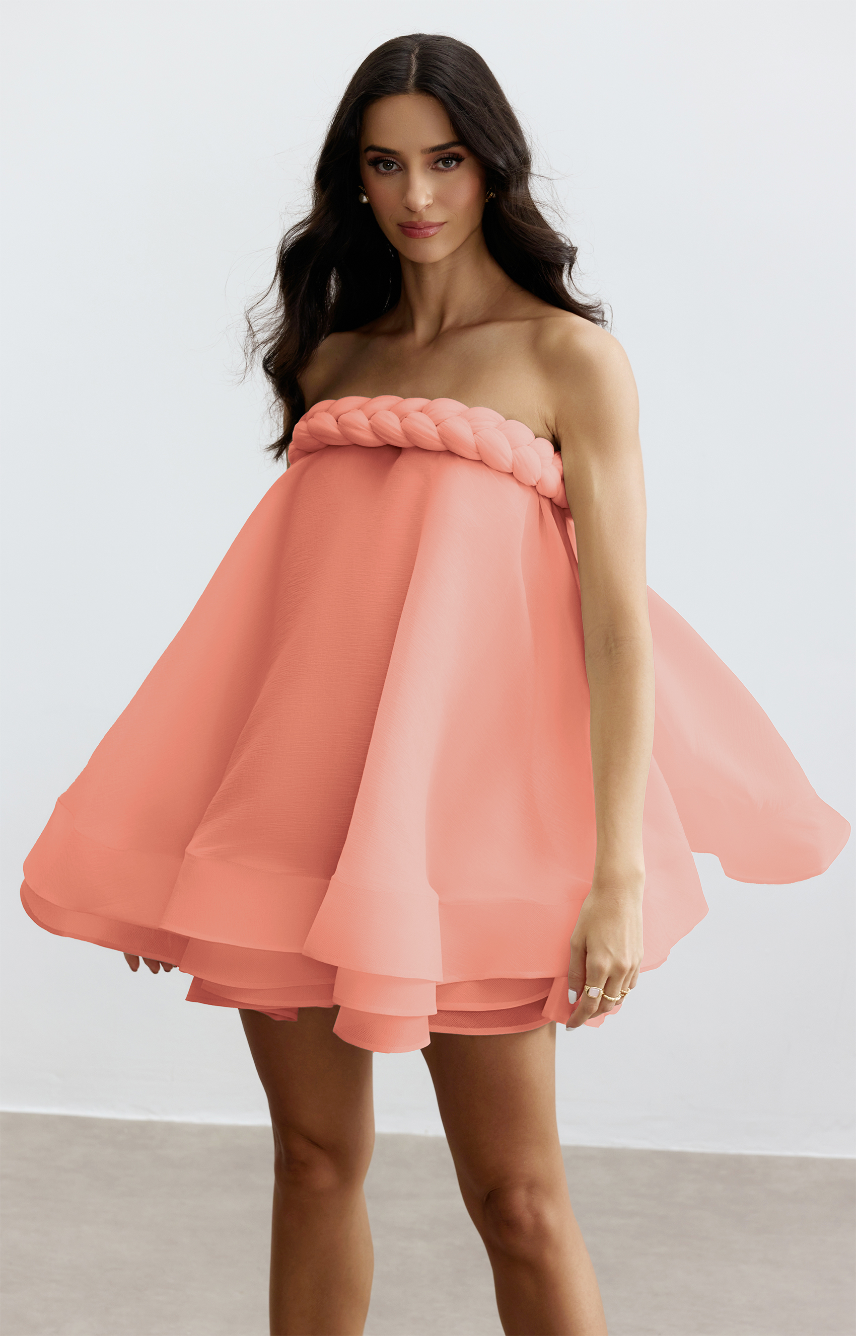 Naomi Twisted Neckline Layered Mini Dress