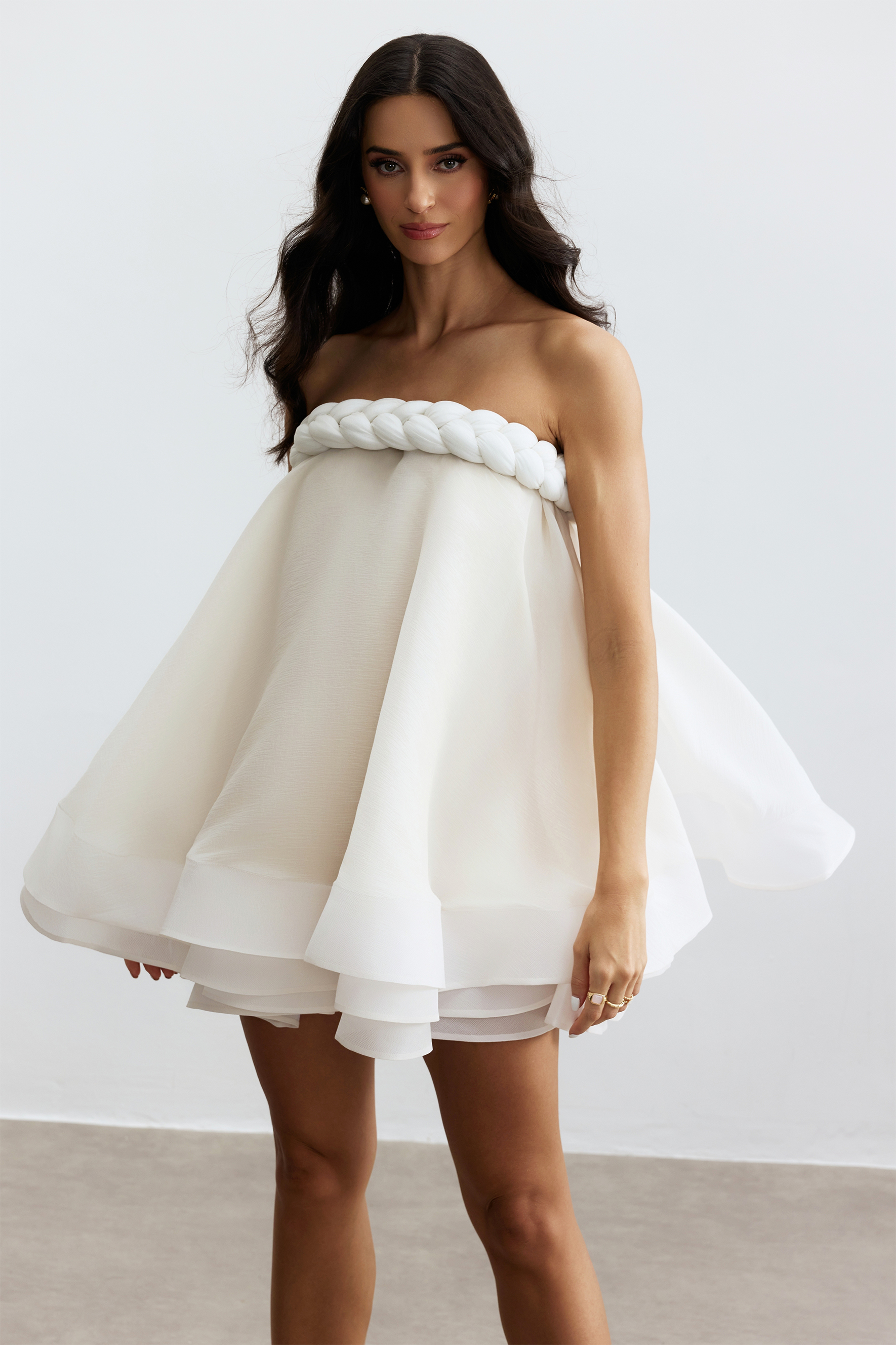 Naomi Twisted Neckline Layered Mini Dress