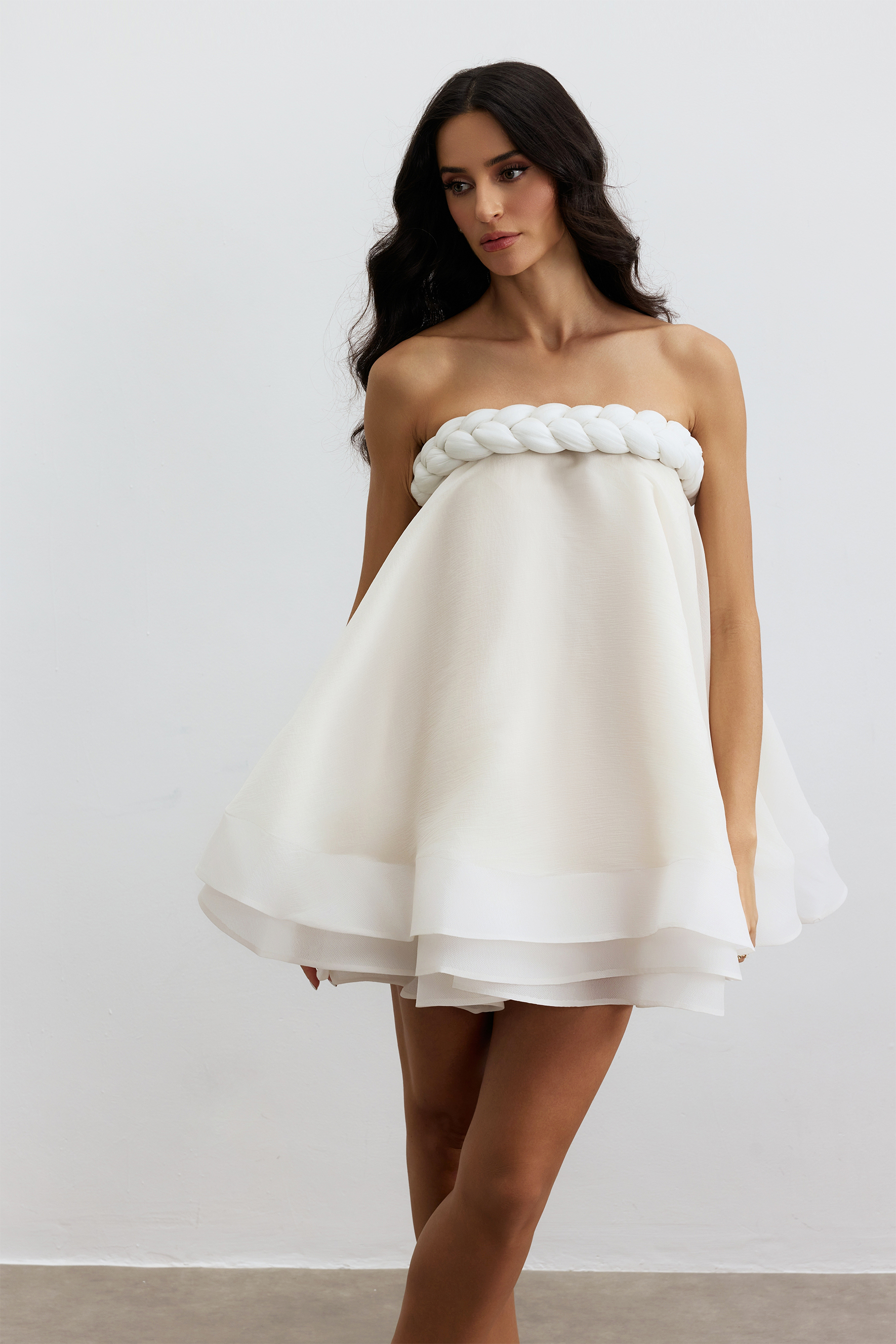 Naomi Twisted Neckline Layered Mini Dress