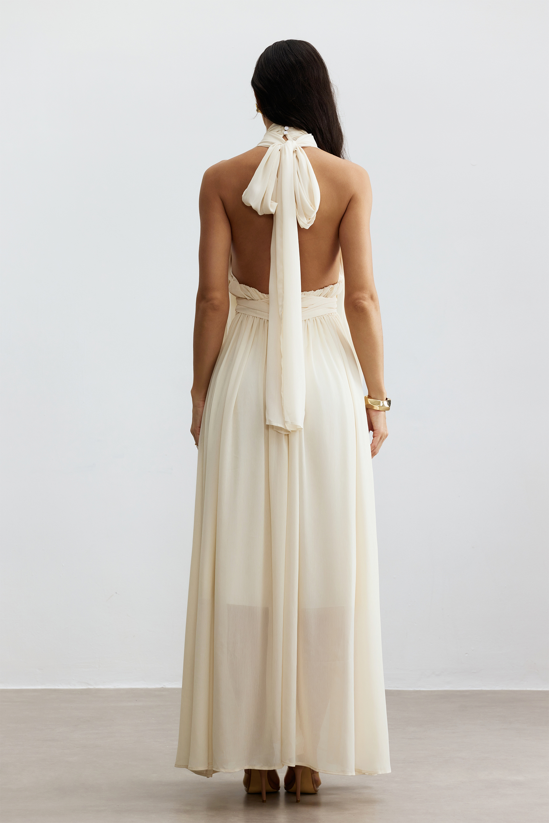 Ivy Halter Neck Sleeveless Chiffon Maxi Dress