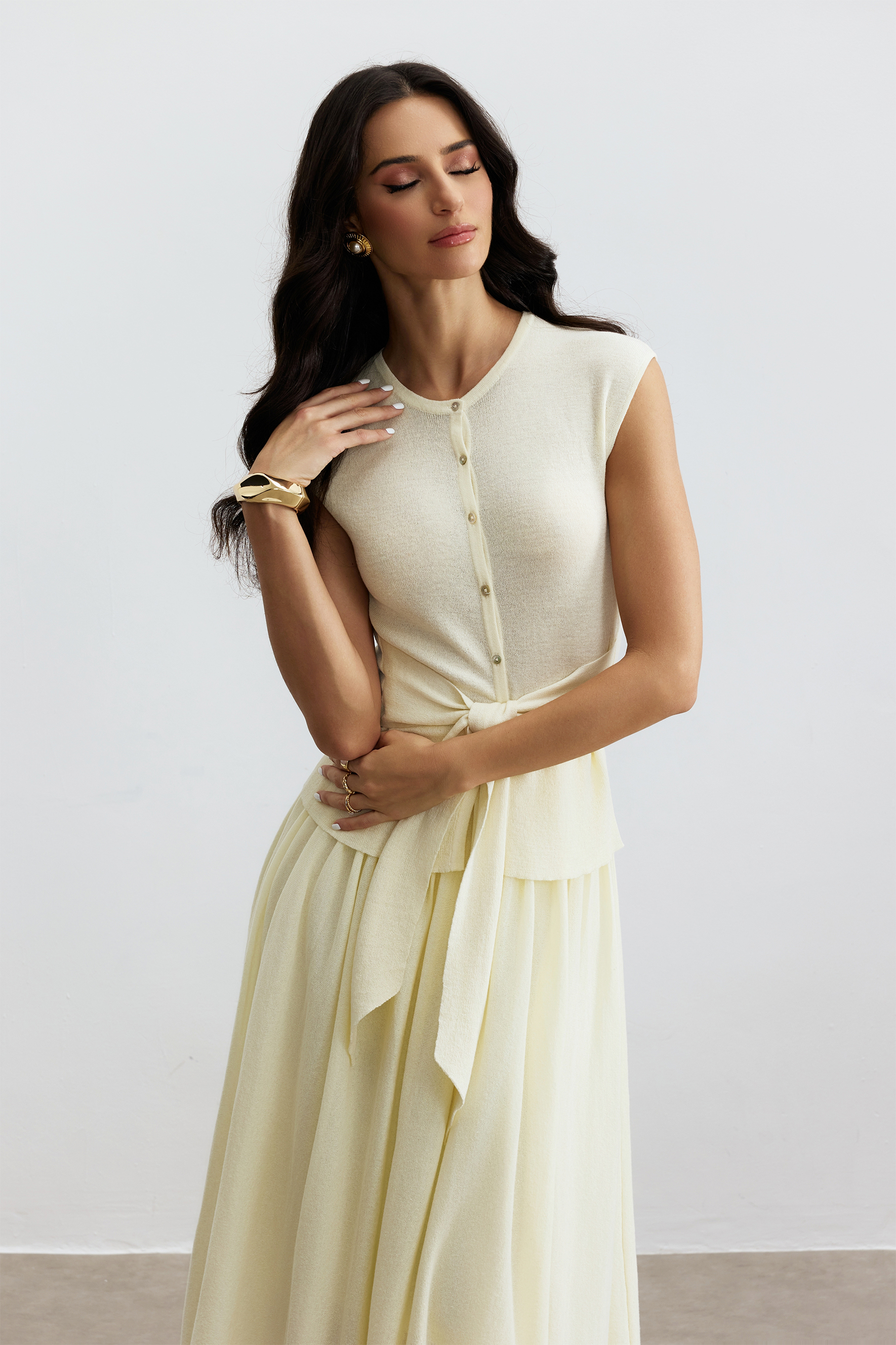 Lara Scoop Neck Sleeveless Top & Skirt Set
