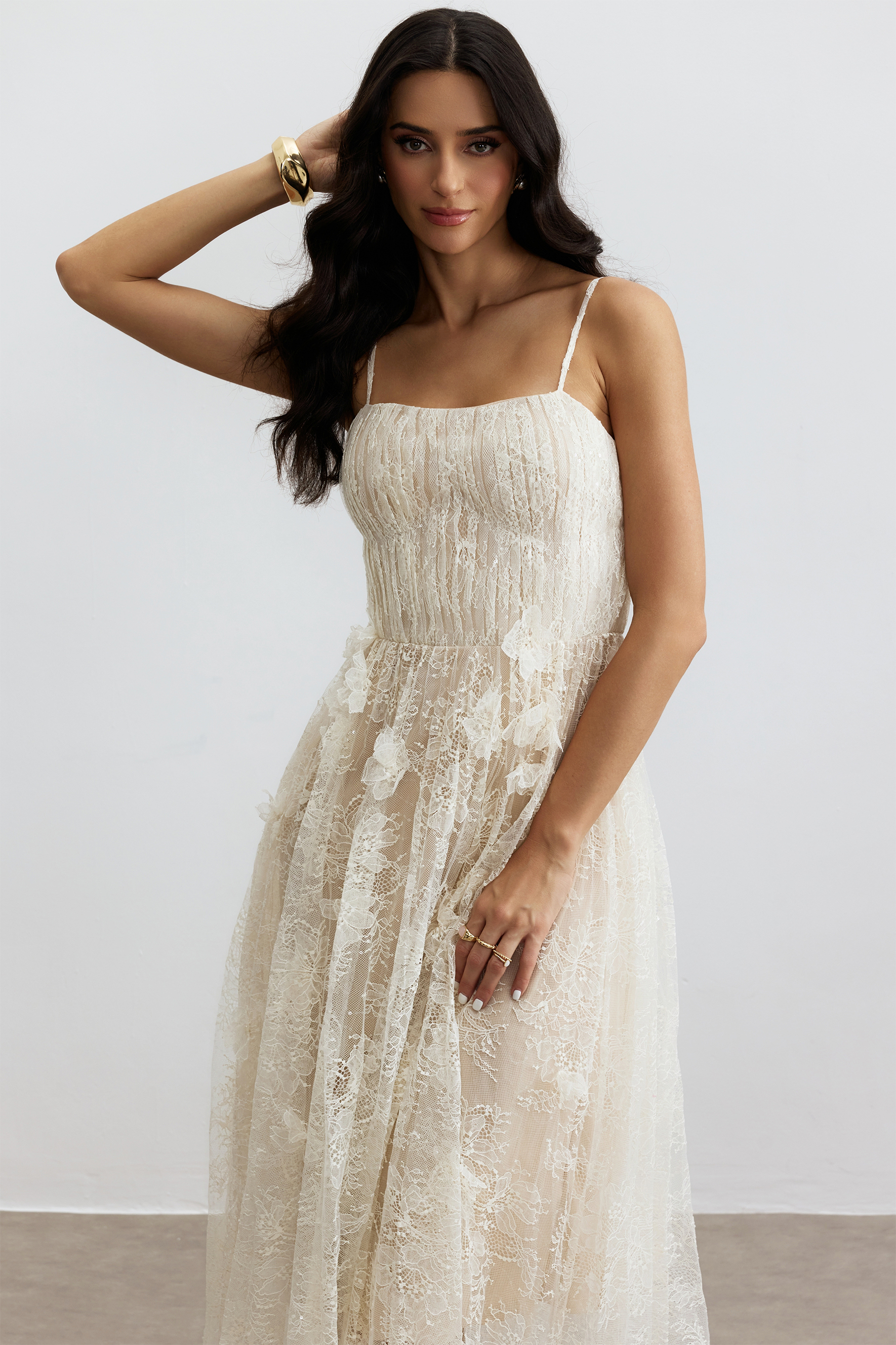 Anastasia Floral Embroidered Tulle Maxi Dress