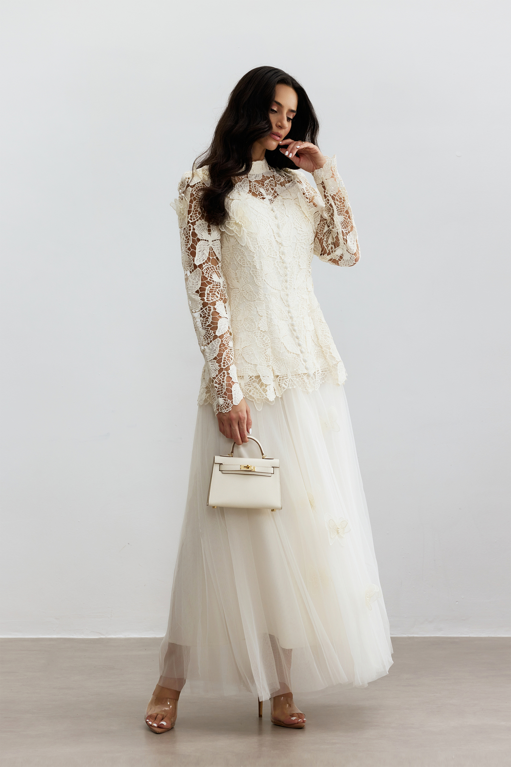 Butterfly Embroidered Lace Dress｜White Resort Vacation Dresses - sunfere