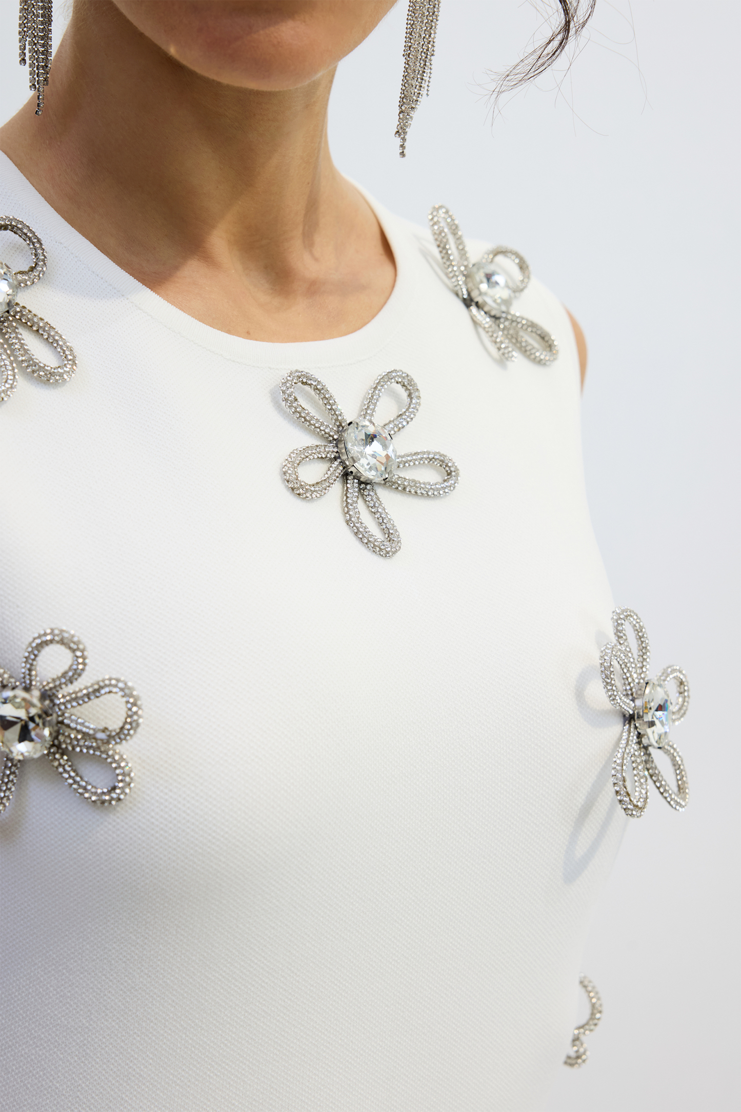 Estelle Diamond Flower Sleeveless Mini Dress