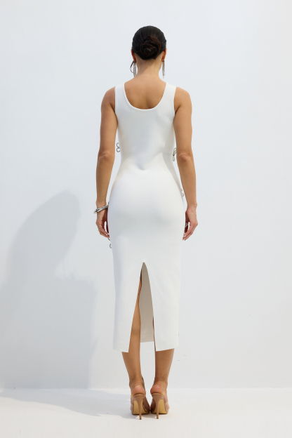 Estelle Diamond Flower Sleeveless Midi Dress