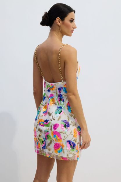 Fanny Embroidered Sequins Backless Mini Dress