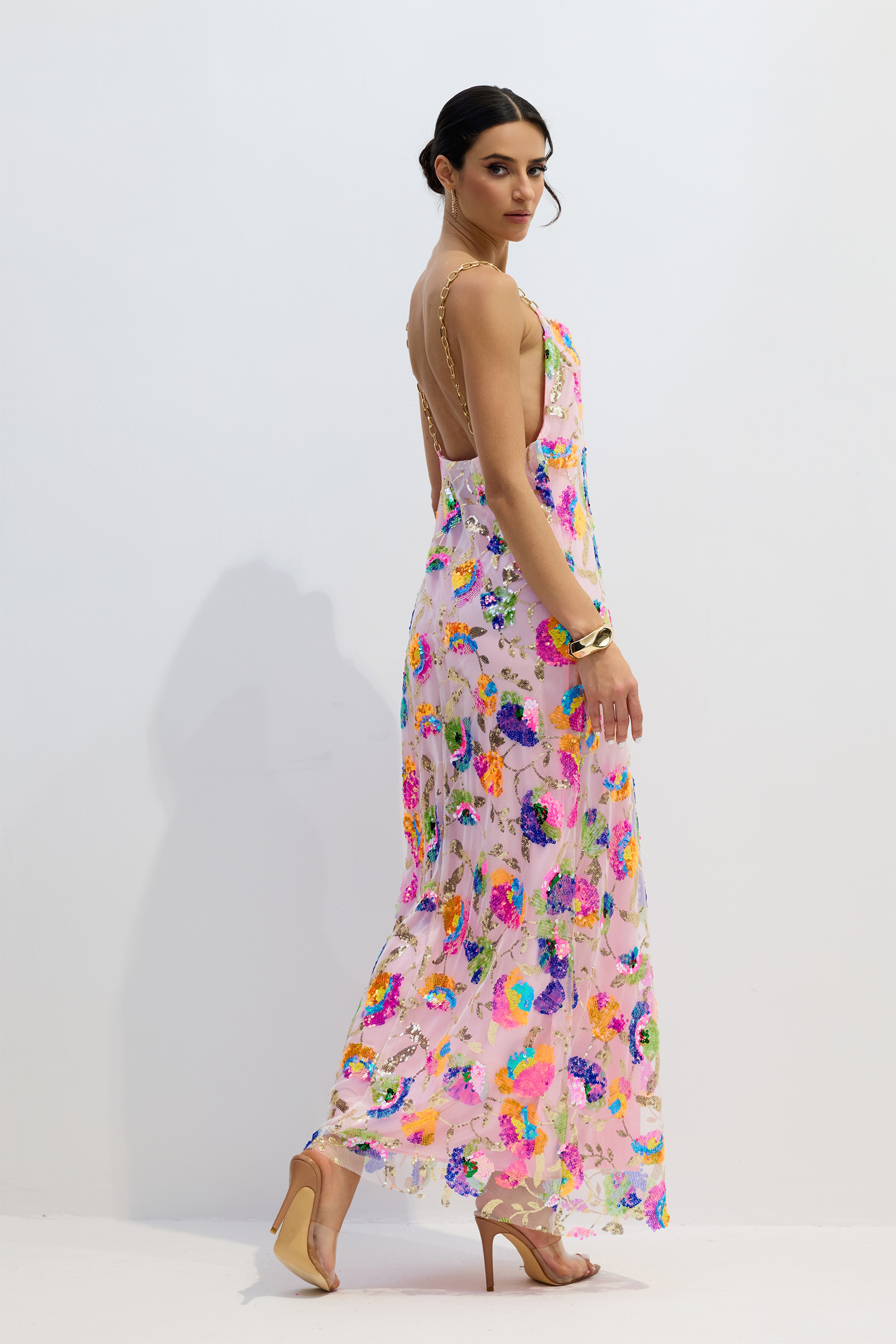 Jurk Midi Jurk Bruiloft Gast Lente Fanny Geborduurde Pailletten