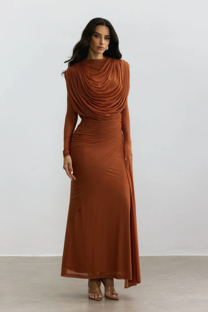 Katrina Cowl Neck Long Sleeve Maxi Dress