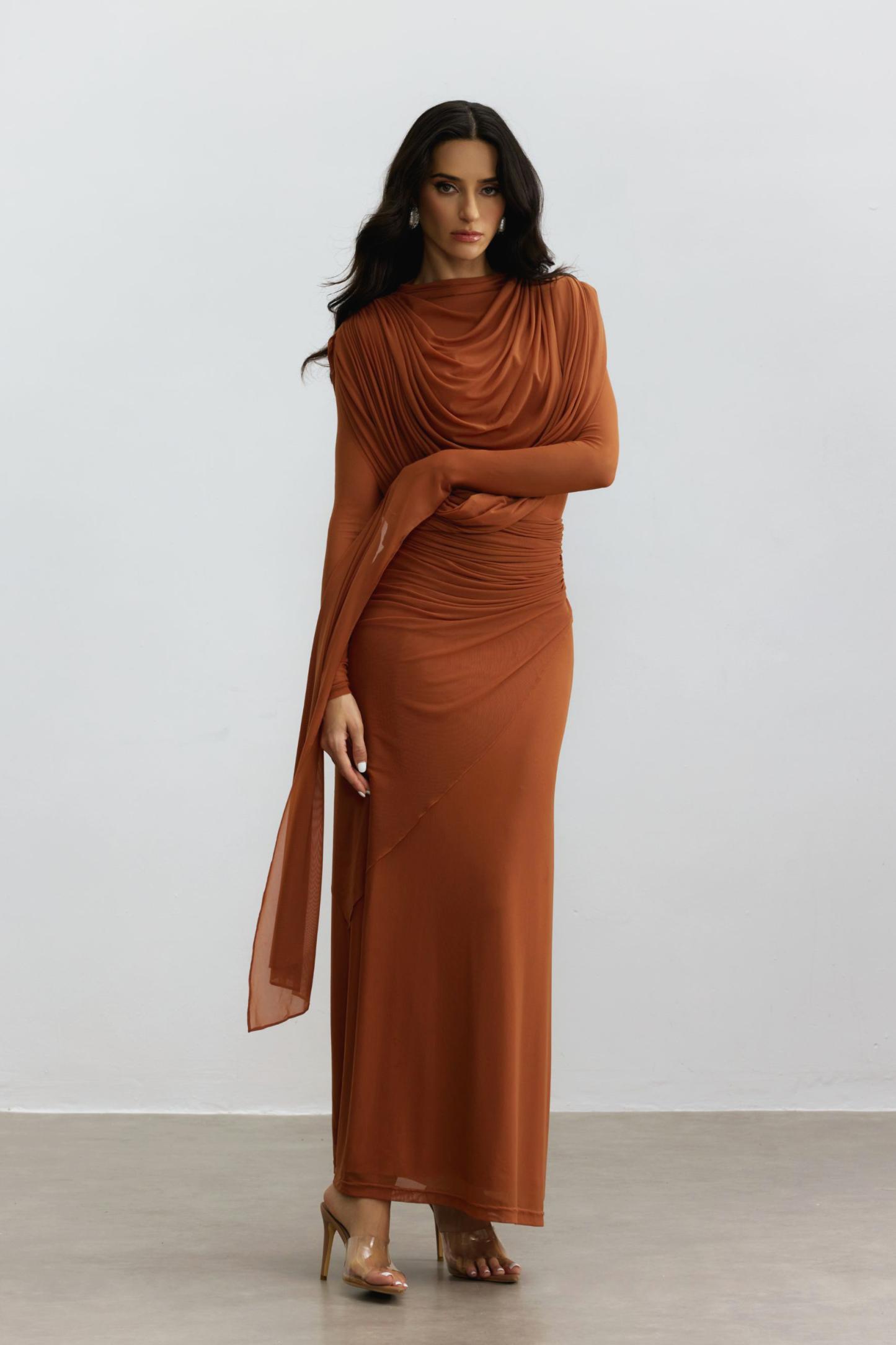 Katrina Cowl Neck Long Sleeve Maxi Dress