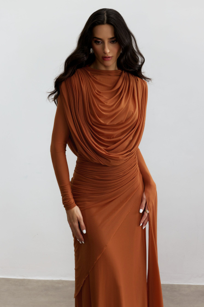 Katrina Cowl Neck Long Sleeve Maxi Dress