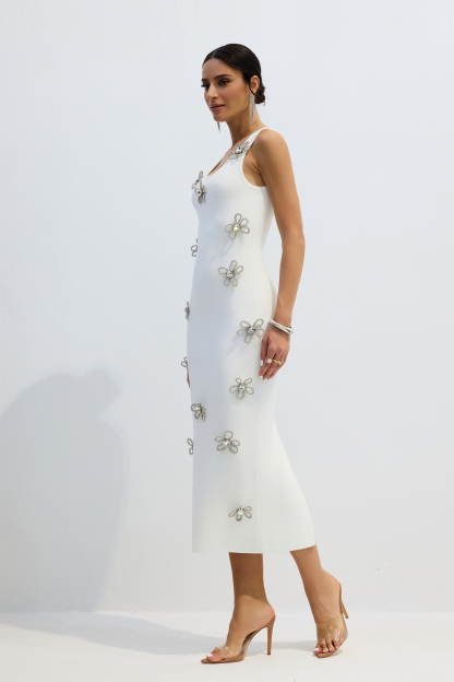 Estelle Diamond Flower Sleeveless Midi Dress