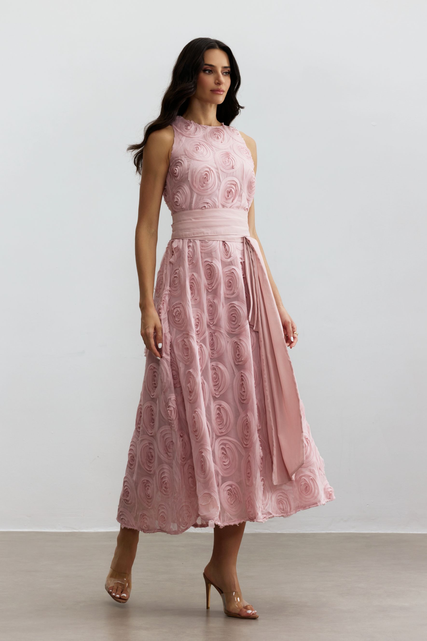 Lizzie Rosette Applique Sleeveless Maxi Dress