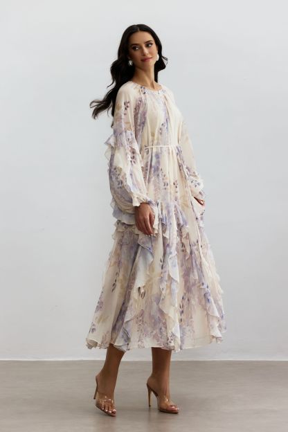 Idelle Floral Print Ruffle Midi Dress