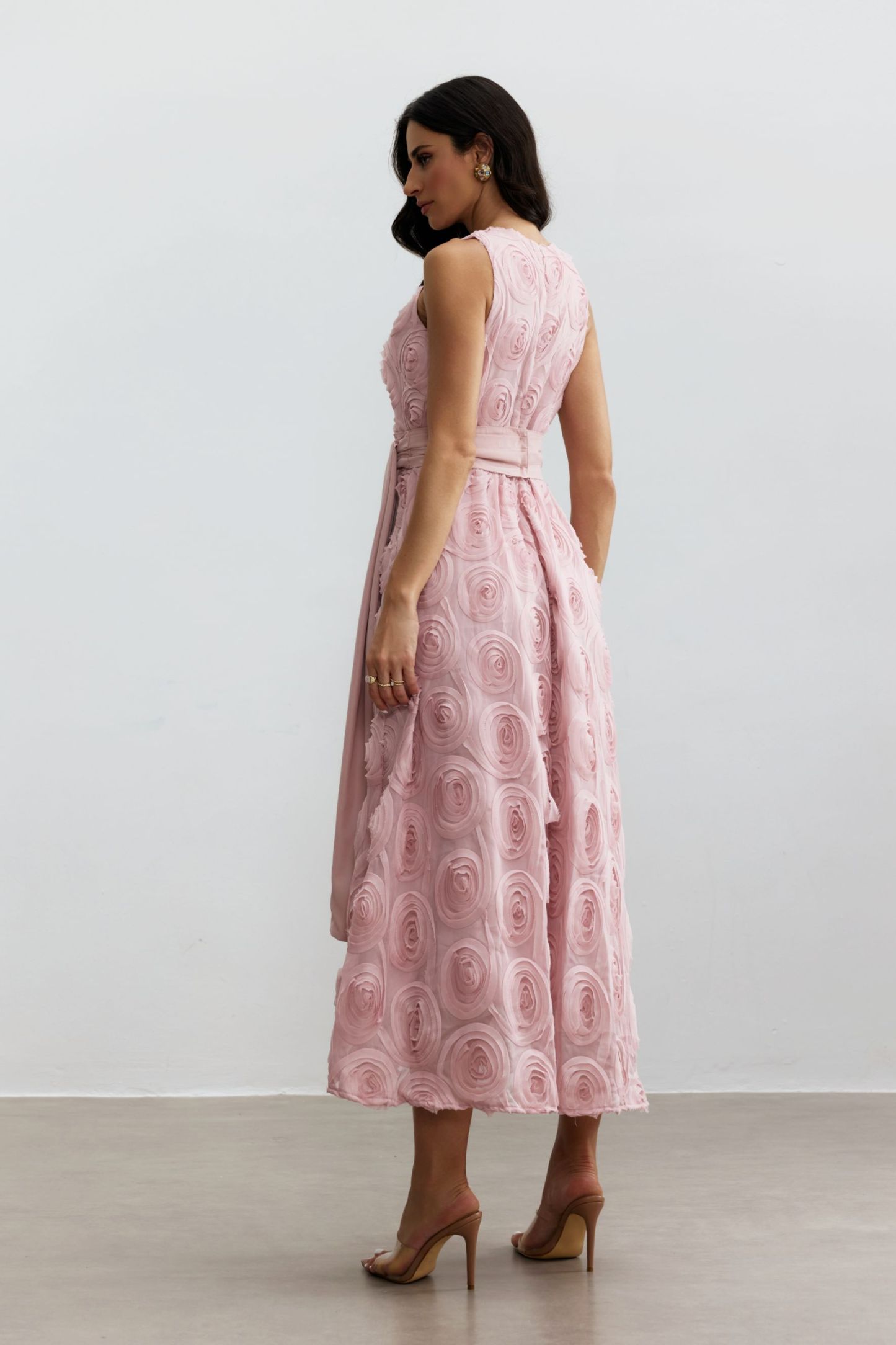 Lizzie Rosette Applique Sleeveless Maxi Dress