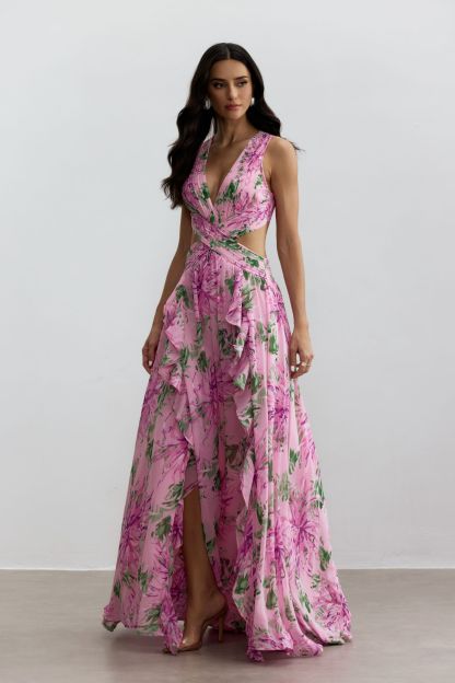 Sheila Floral Print Cut Out Maxi Dress