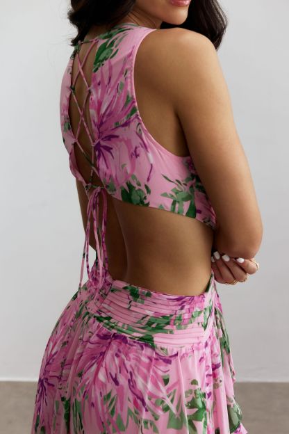 Sheila Floral Print Cut Out Maxi Dress