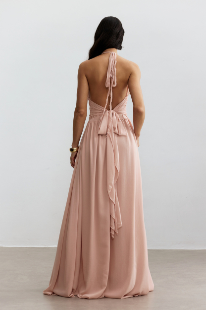 Anita Halterneck Ruffled Maxi Dress