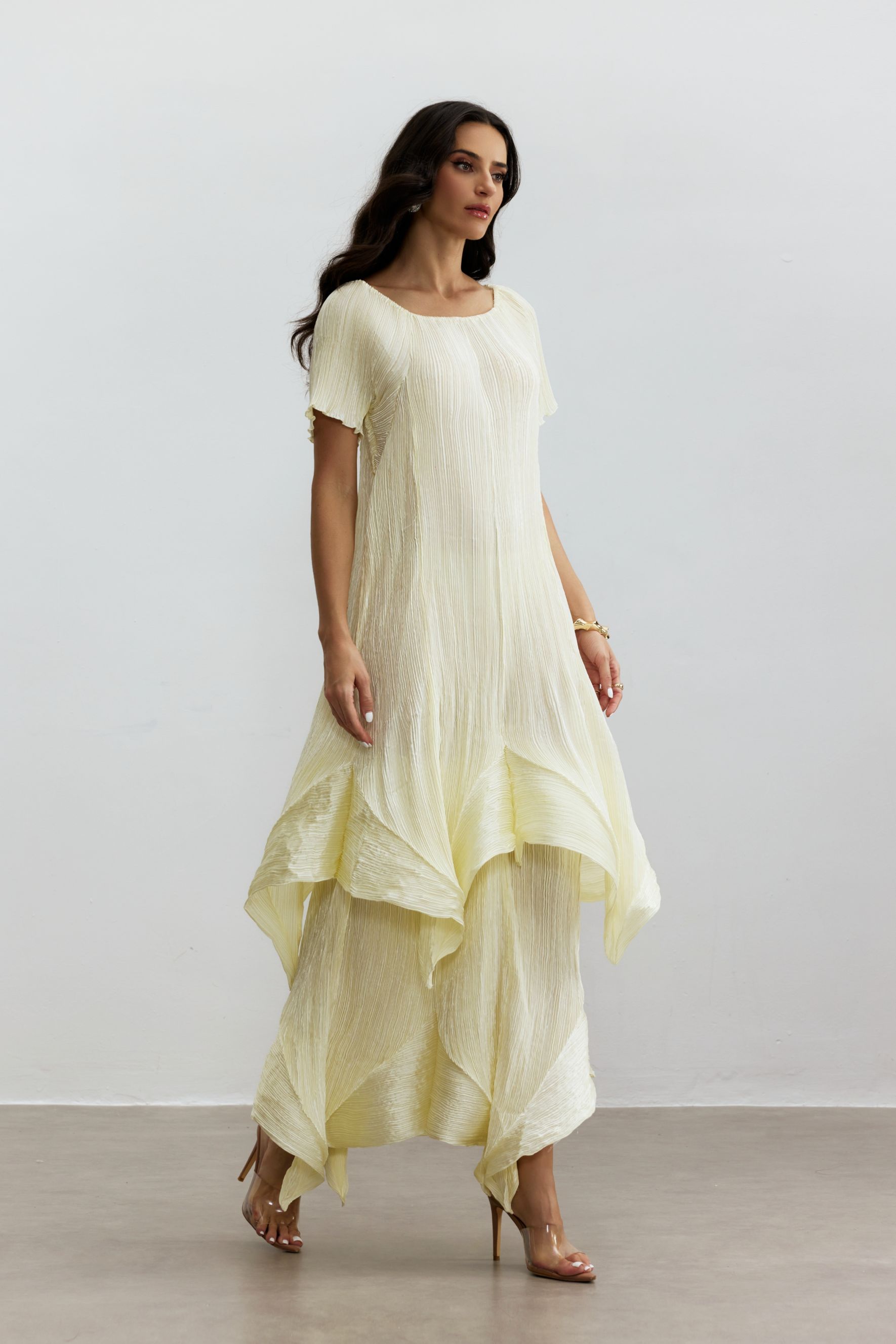 Beryl Short Sleeve Irregular Hemline Maxi Dress