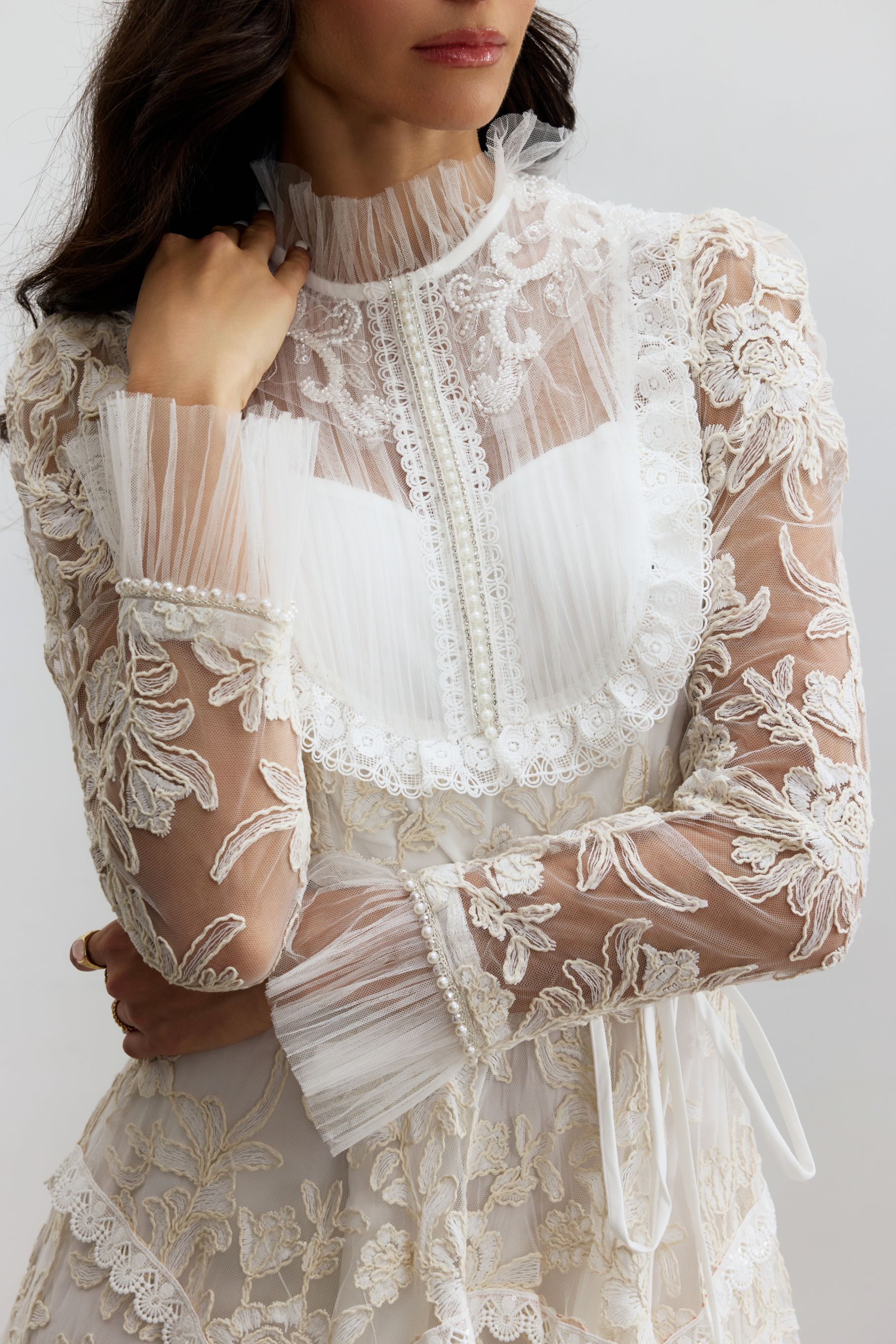 Alice Floral Lace Mock Neck Maxi Dress