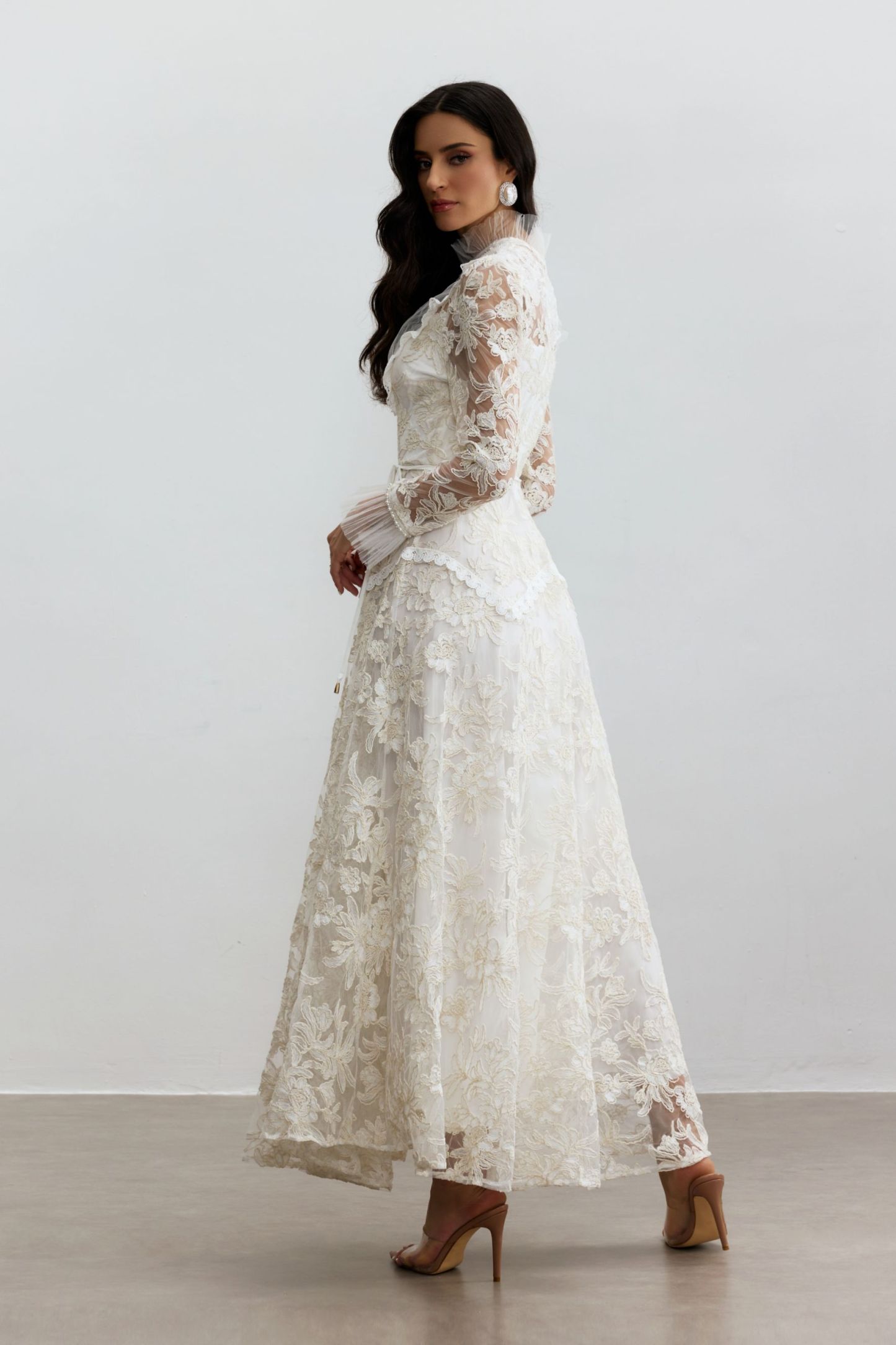 Alice Floral Lace Mock Neck Maxi Dress