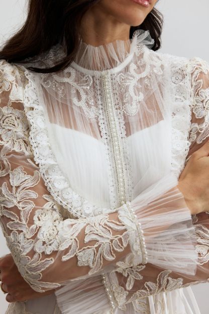 Alice Floral Lace Mock Neck Maxi Dress