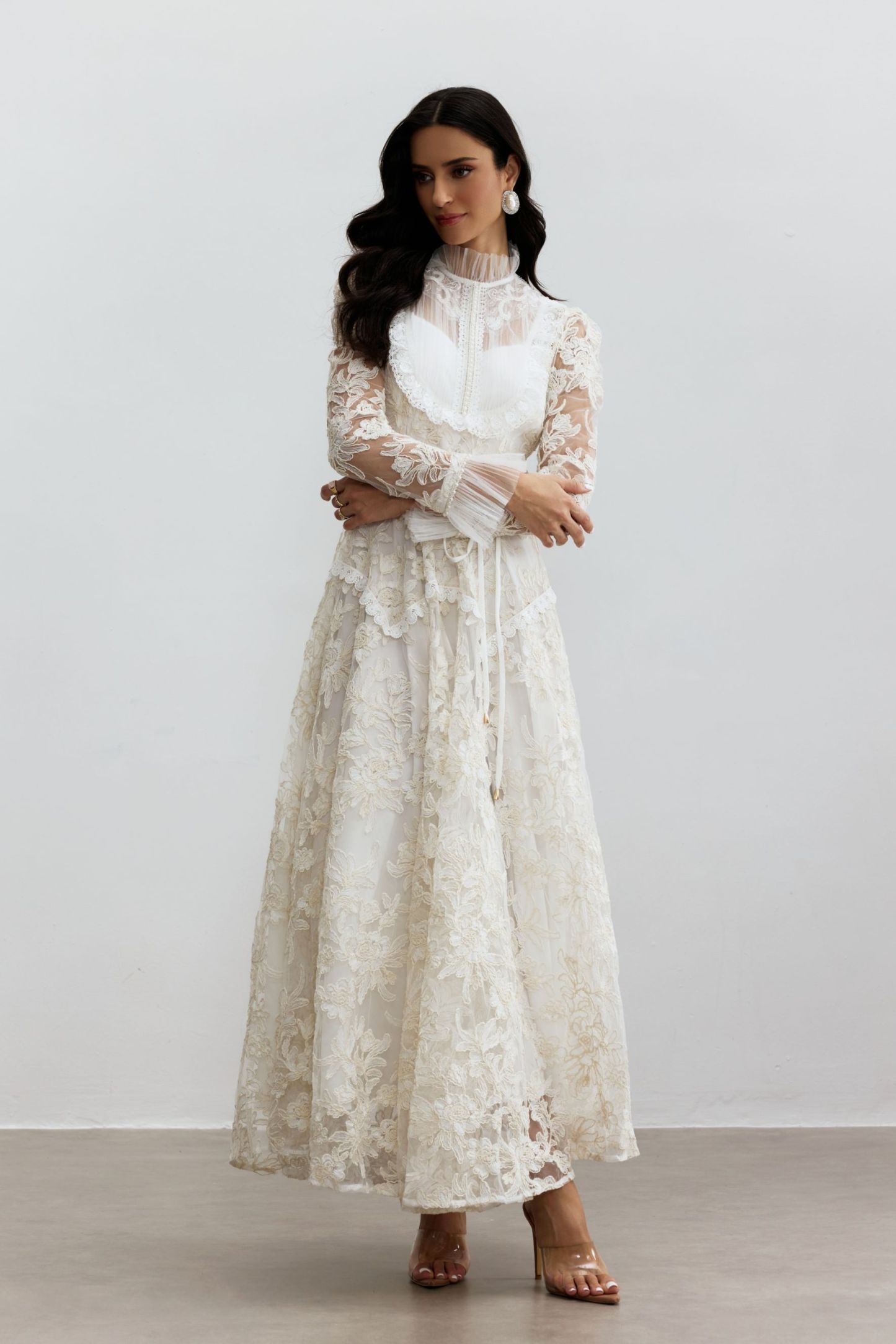 Alice Floral Lace Mock Neck Maxi Dress