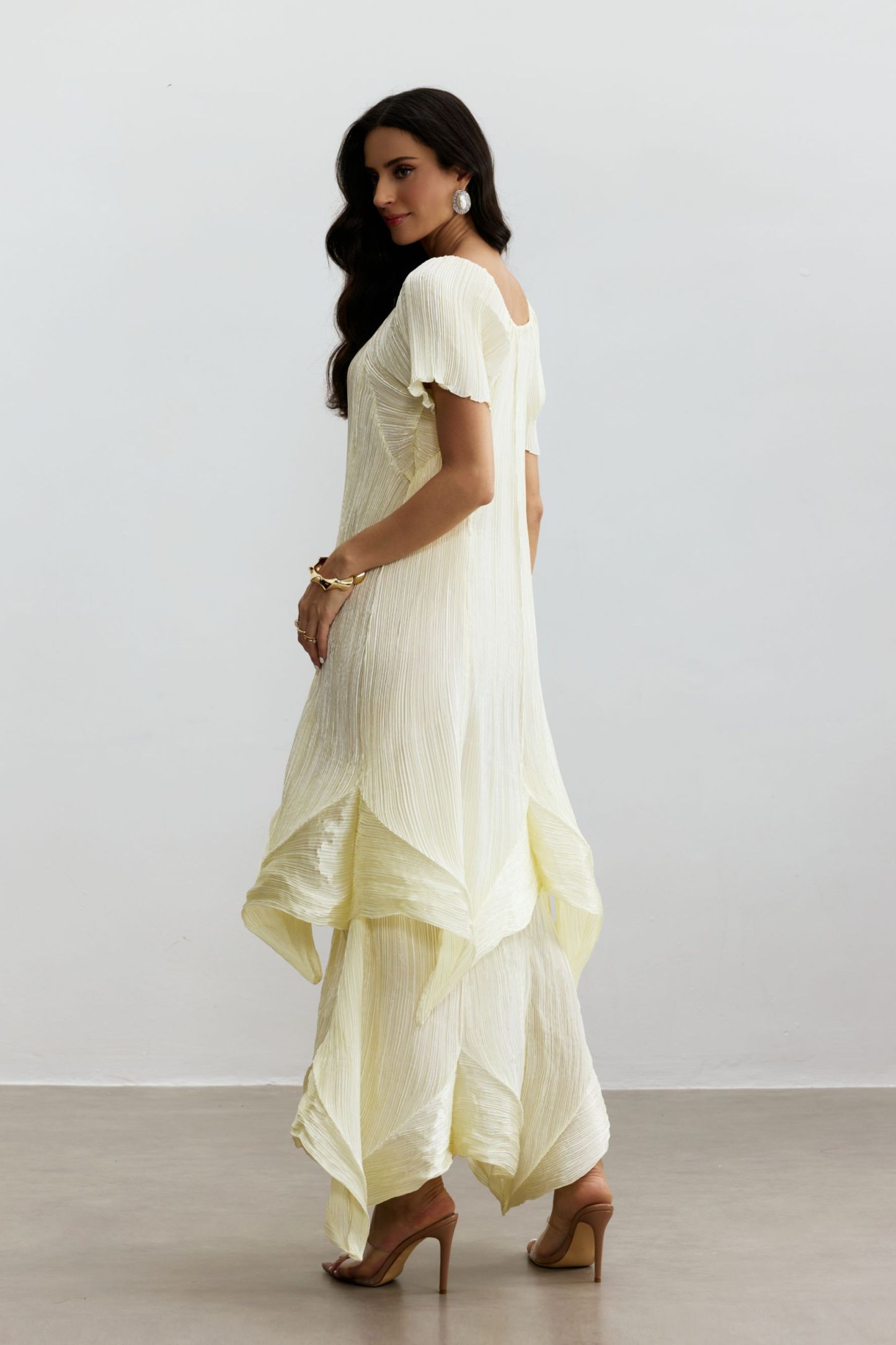 Beryl Short Sleeve Irregular Hemline Maxi Dress