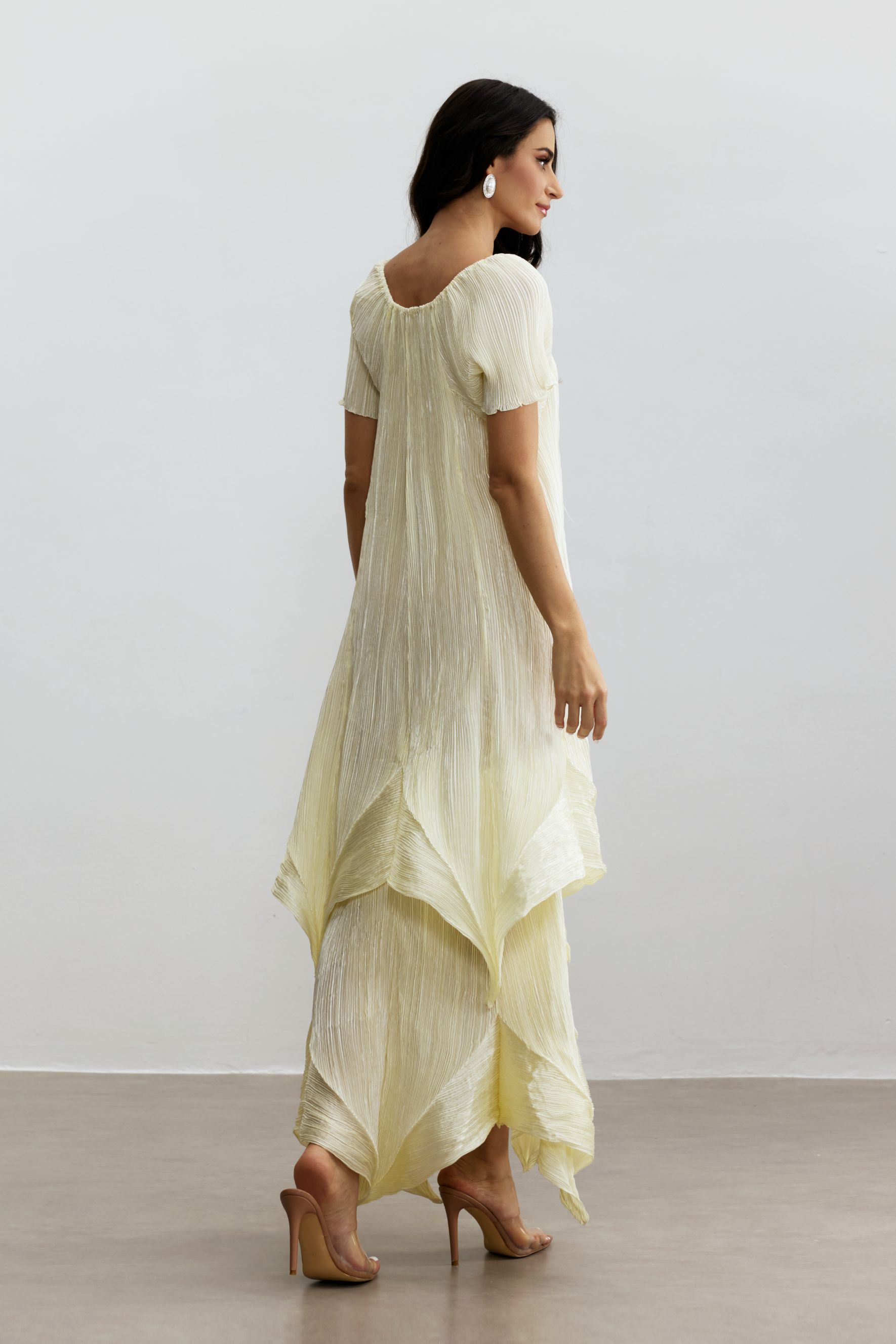 Beryl Short Sleeve Irregular Hemline Maxi Dress