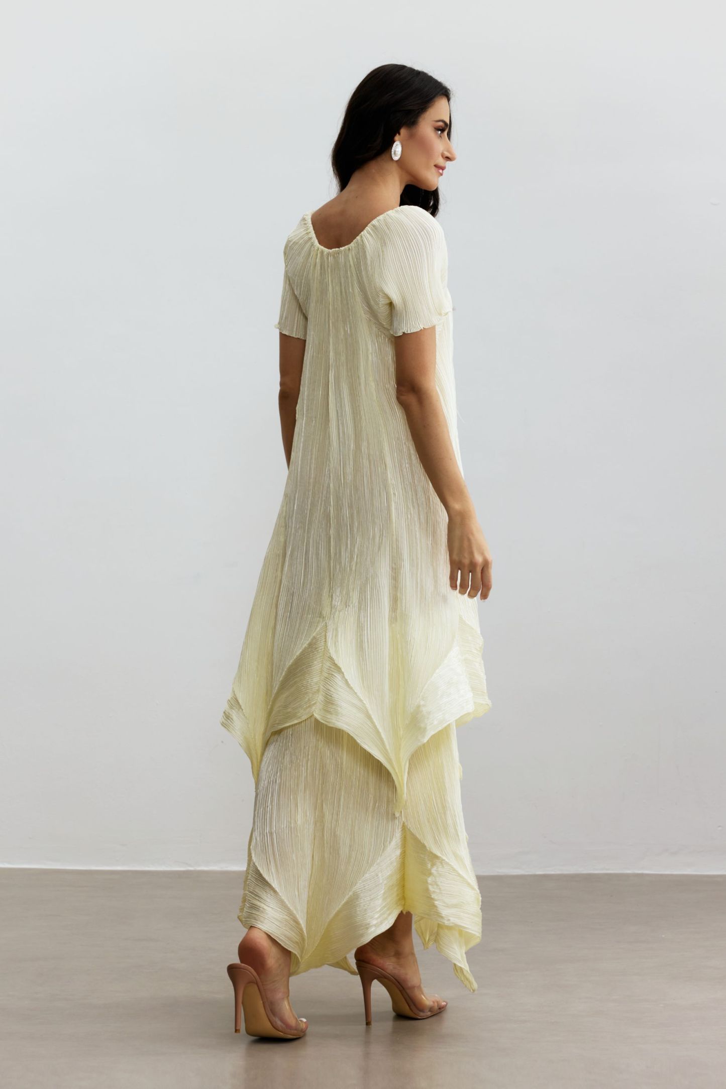 Beryl Short Sleeve Irregular Hemline Maxi Dress