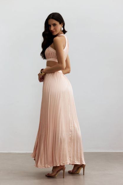 Eliza Pleated Cutout Maxi Dress