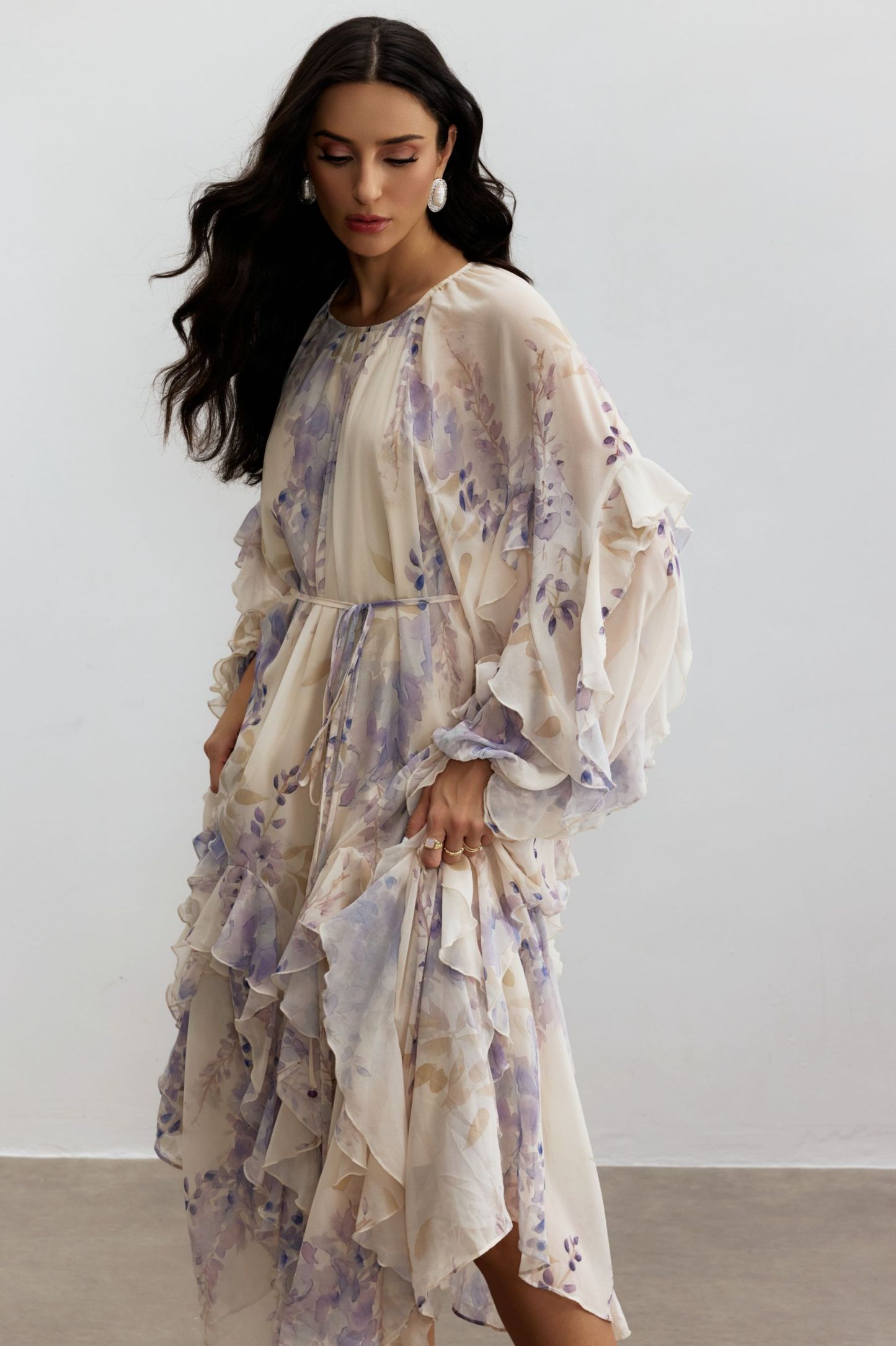 Idelle Floral Print Ruffle Midi Dress
