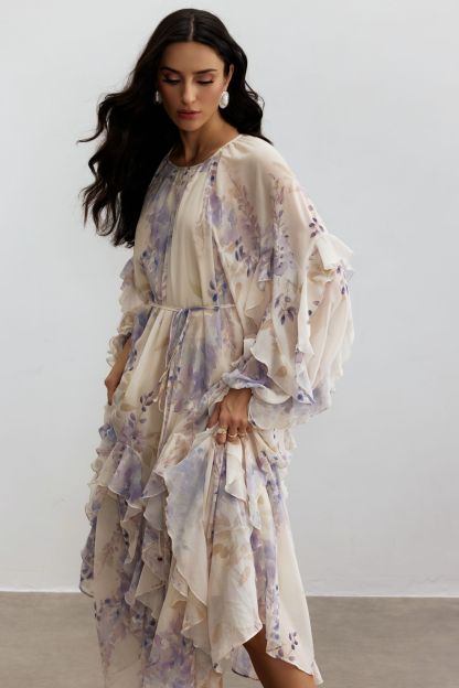 Idelle Floral Print Ruffle Midi Dress