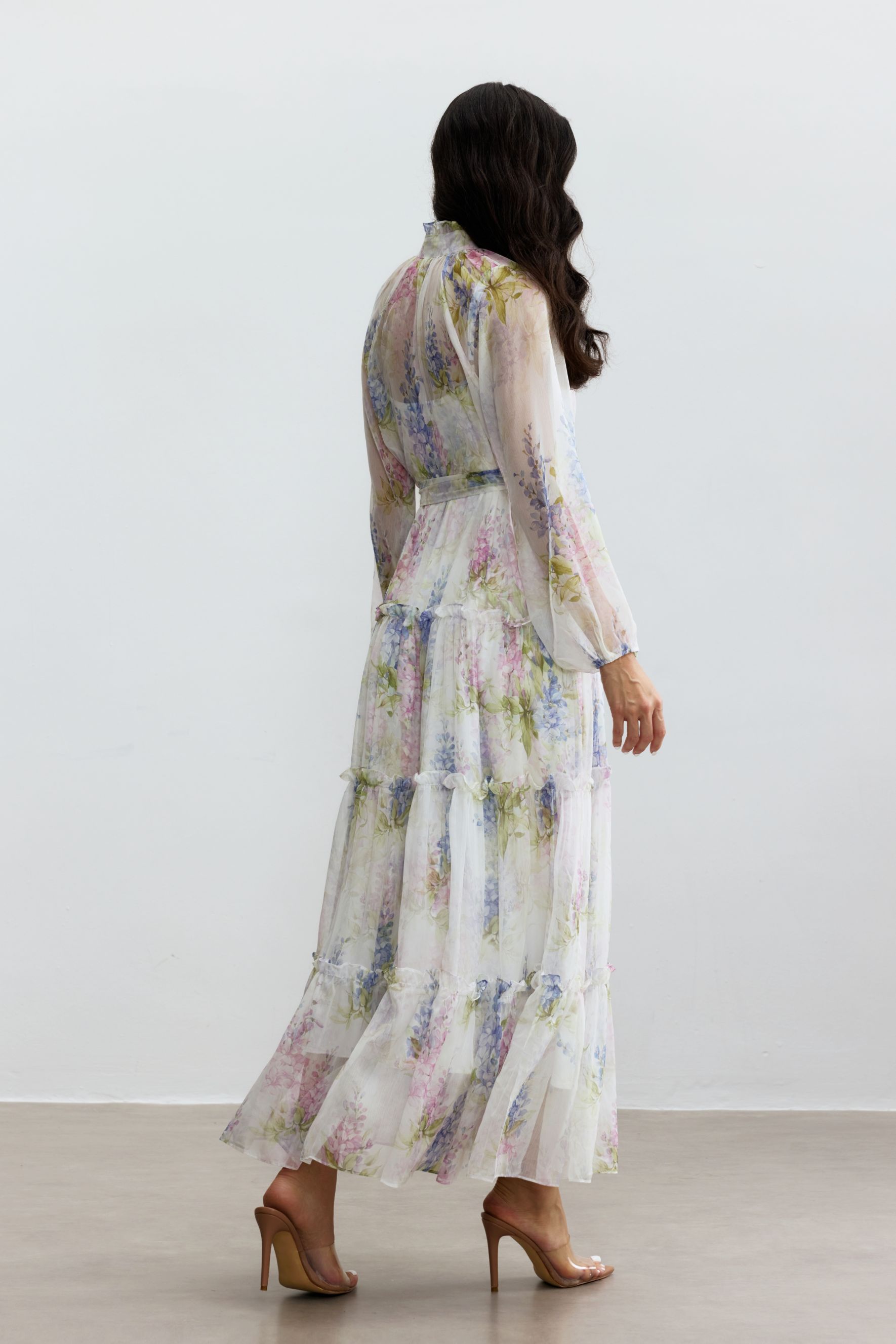 Angelica Floral Print Tiered Ruffle Maxi Dress