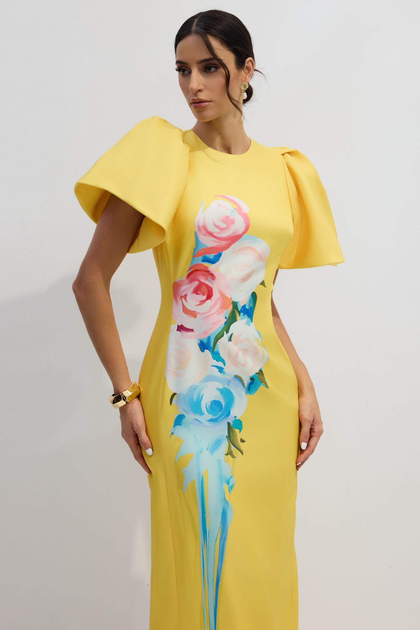 Lorraine Floral Printed Maxi Split Dress