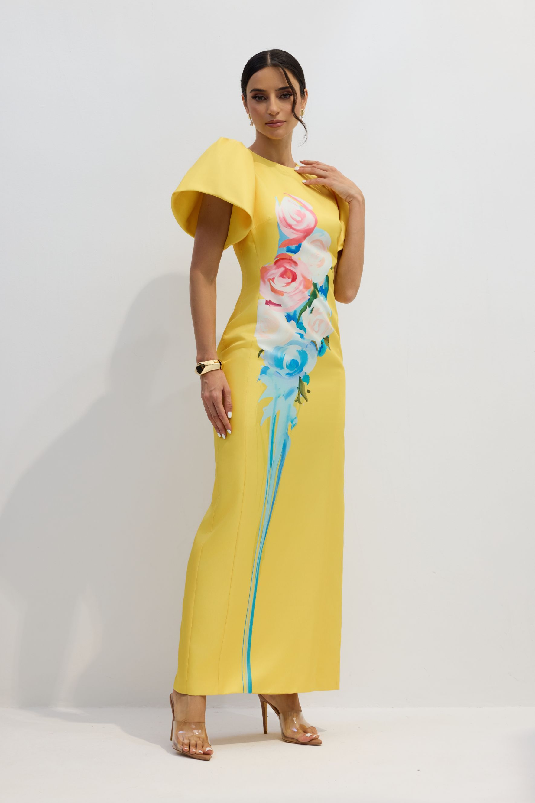 Lorraine Floral Printed Maxi Split Dress