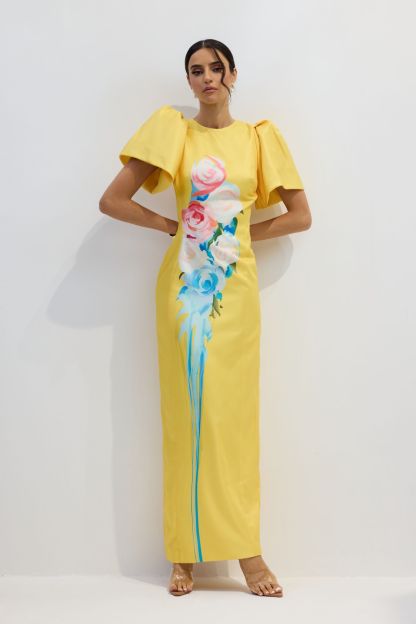 Lorraine Floral Printed Maxi Split Dress