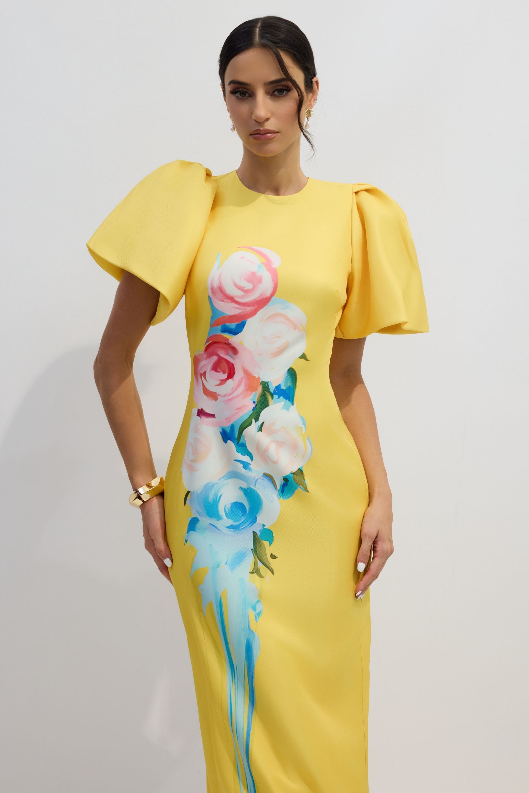 Lorraine Floral Printed Maxi Split Dress