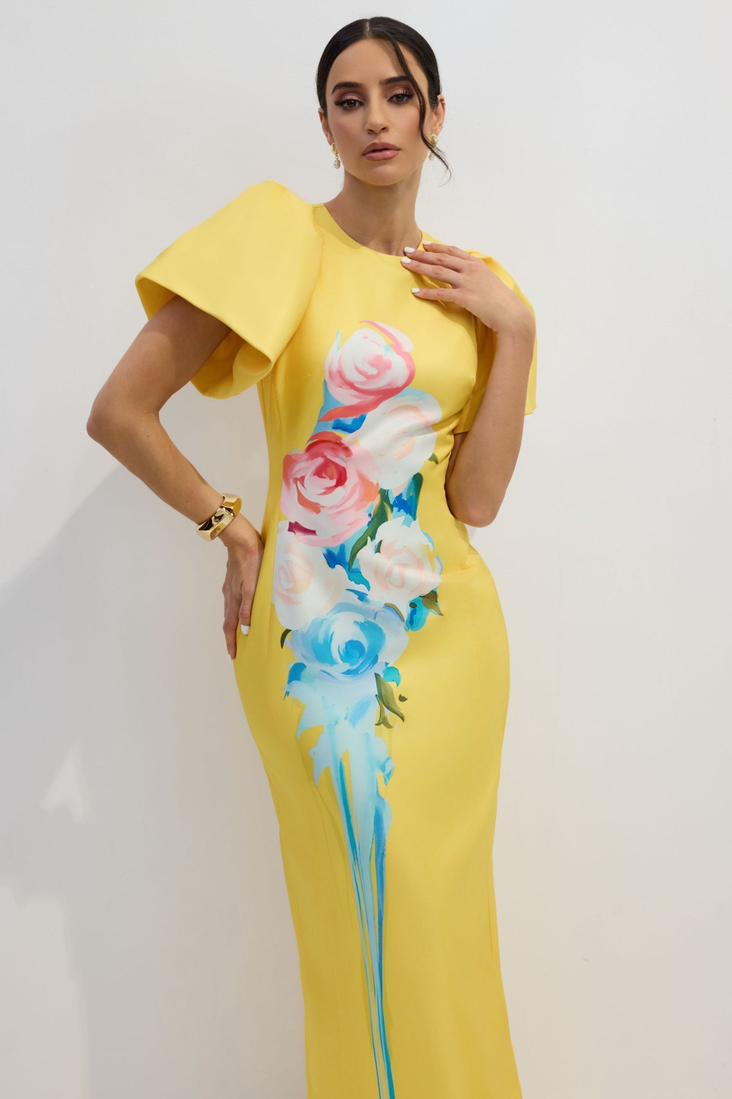 Lorraine Floral Printed Maxi Split Dress