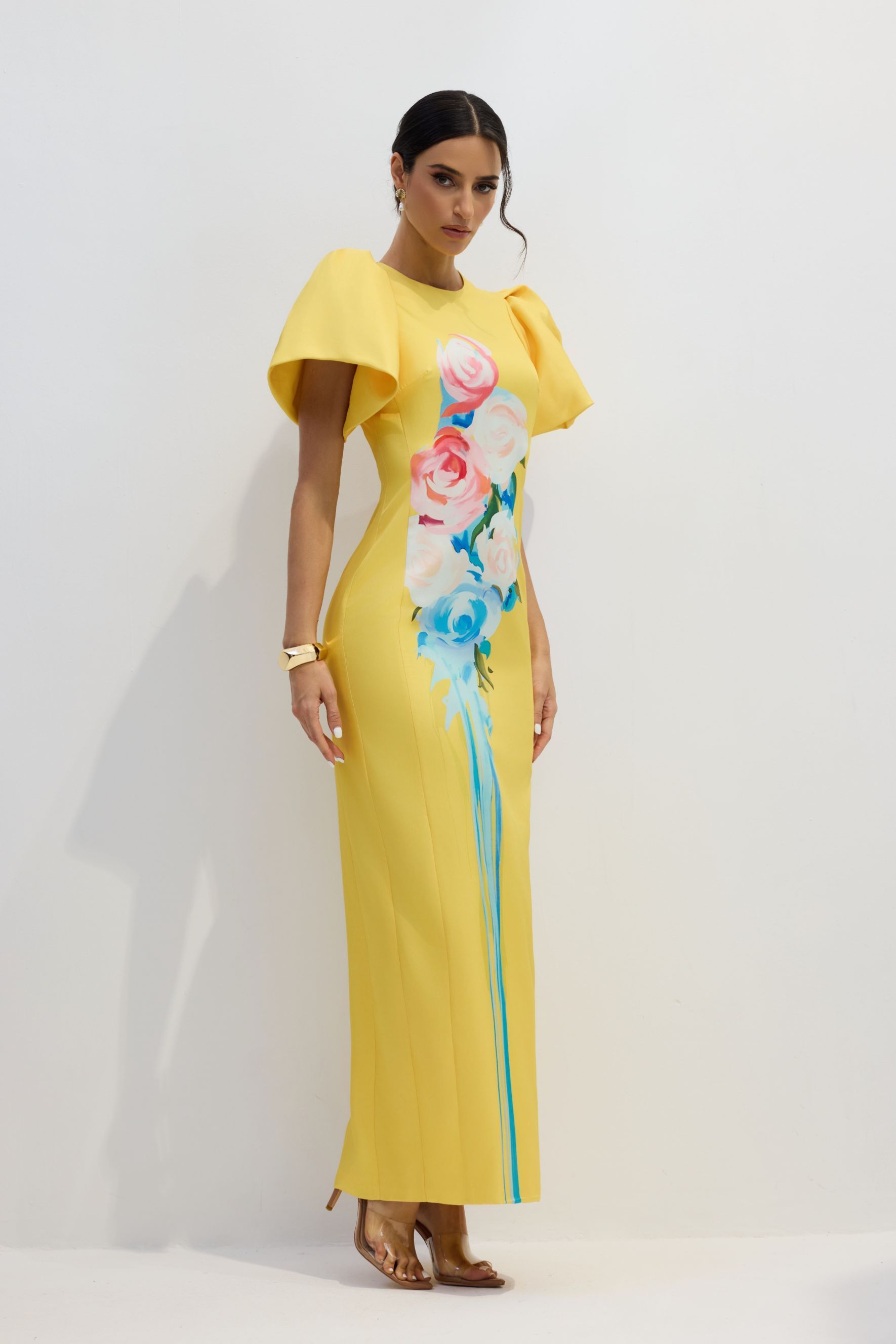 Lorraine Floral Printed Maxi Split Dress