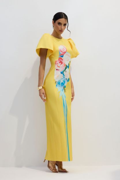 Lorraine Floral Printed Maxi Split Dress