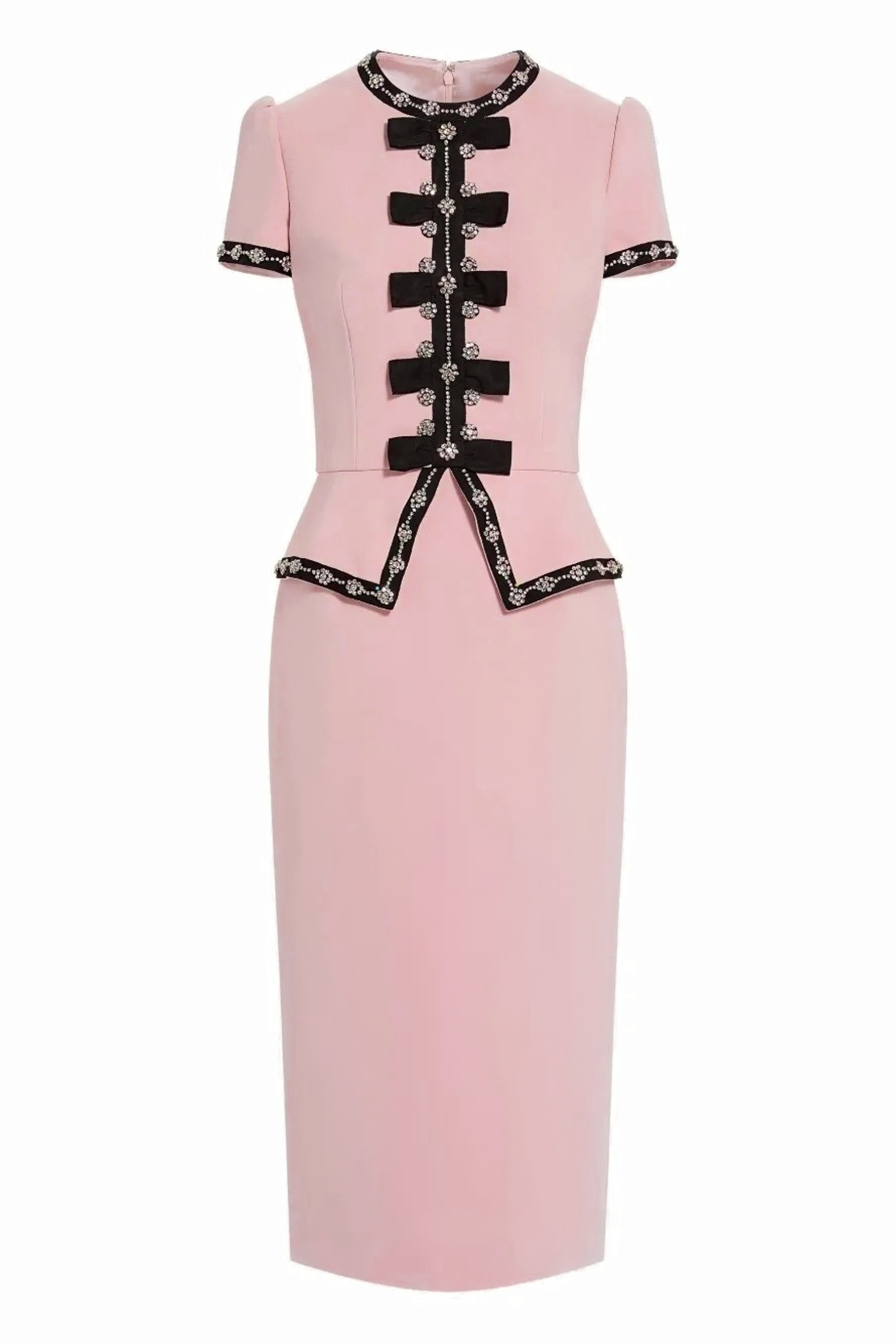 Unforgettable Girl Pink Contrast Trim Short Sleeve Midi Dress