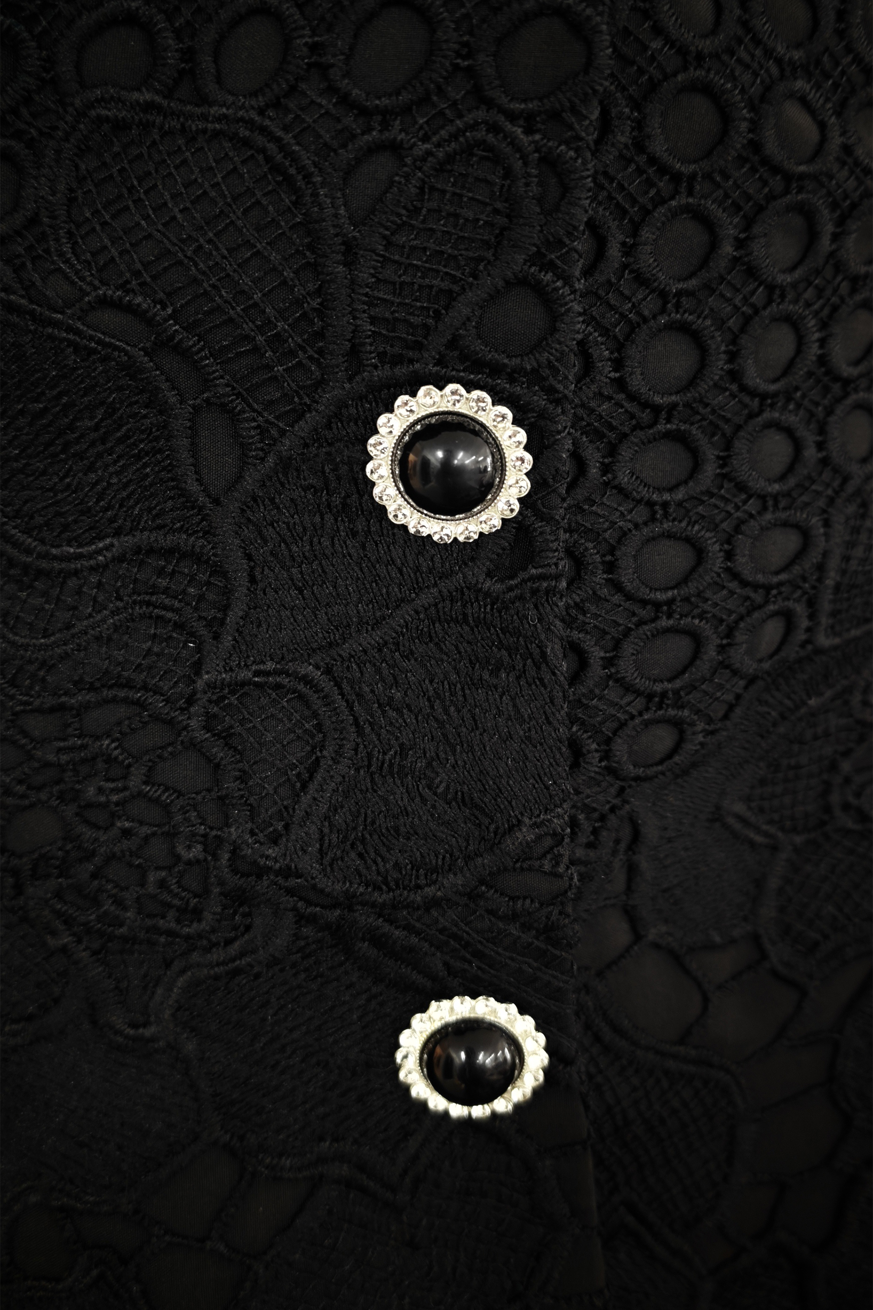 Evenings of Elegance Black Floral Embroidery Sheer Sleeve Top & Skirt Set