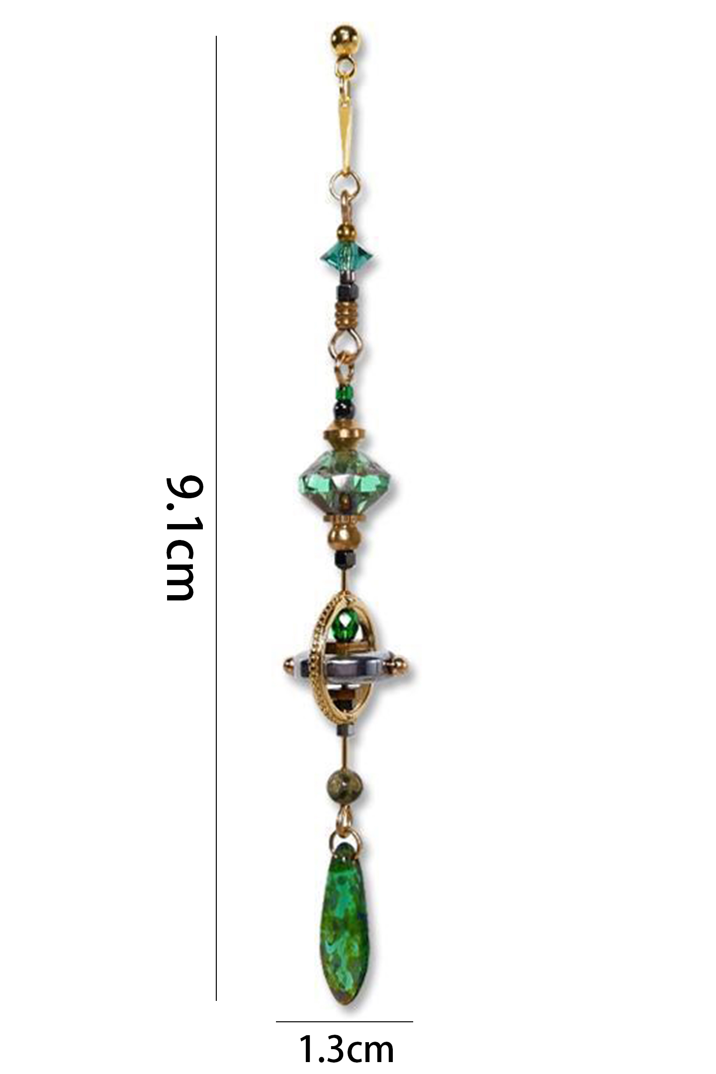 Mixed Beads Teardrop Pendant Single Earring