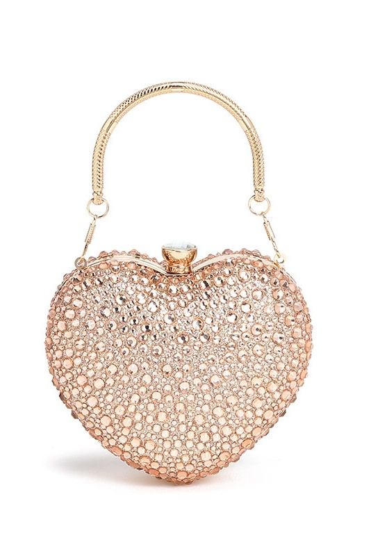 Heart Shaped Rhinestone Clutch Purse