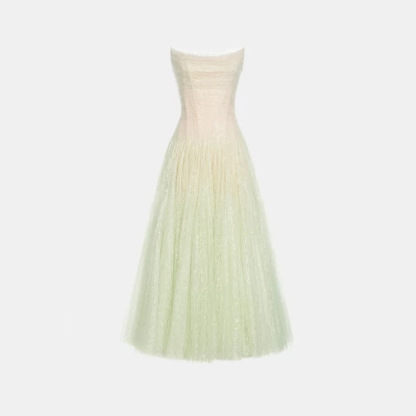 Rosanne Strapless Crinkled Tulle Maxi Dress